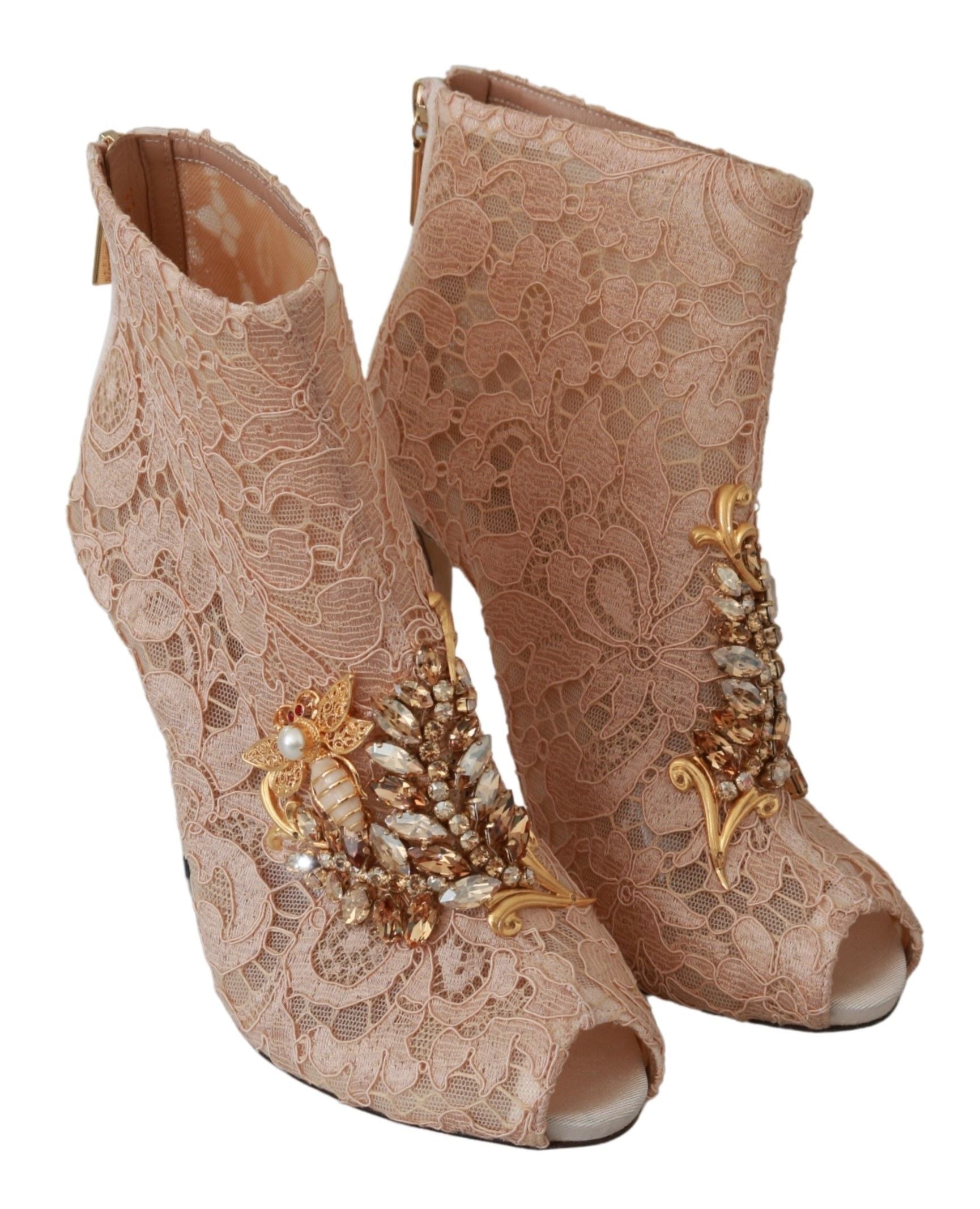 Dolce & Gabbana Elegant Lace Stilettos with Crystal Accents - ACCEXO