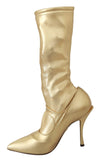 Dolce & Gabbana Elegant Gold Crystal Booties