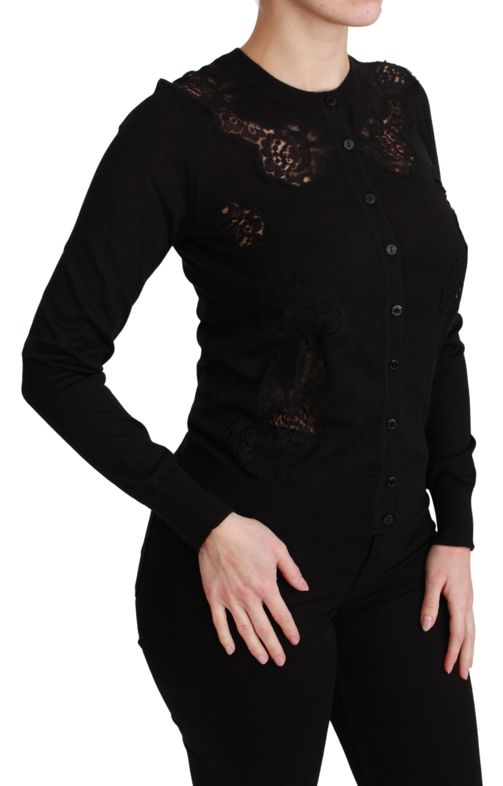 Dolce & Gabbana Elegant Cashmere Silk Blend Lace Cardigan - ACCEXO
