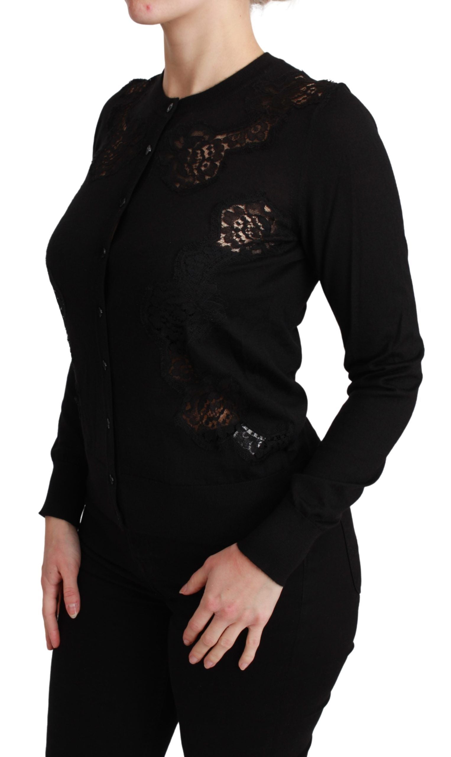 Dolce & Gabbana Elegant Cashmere Silk Blend Lace Cardigan - ACCEXO
