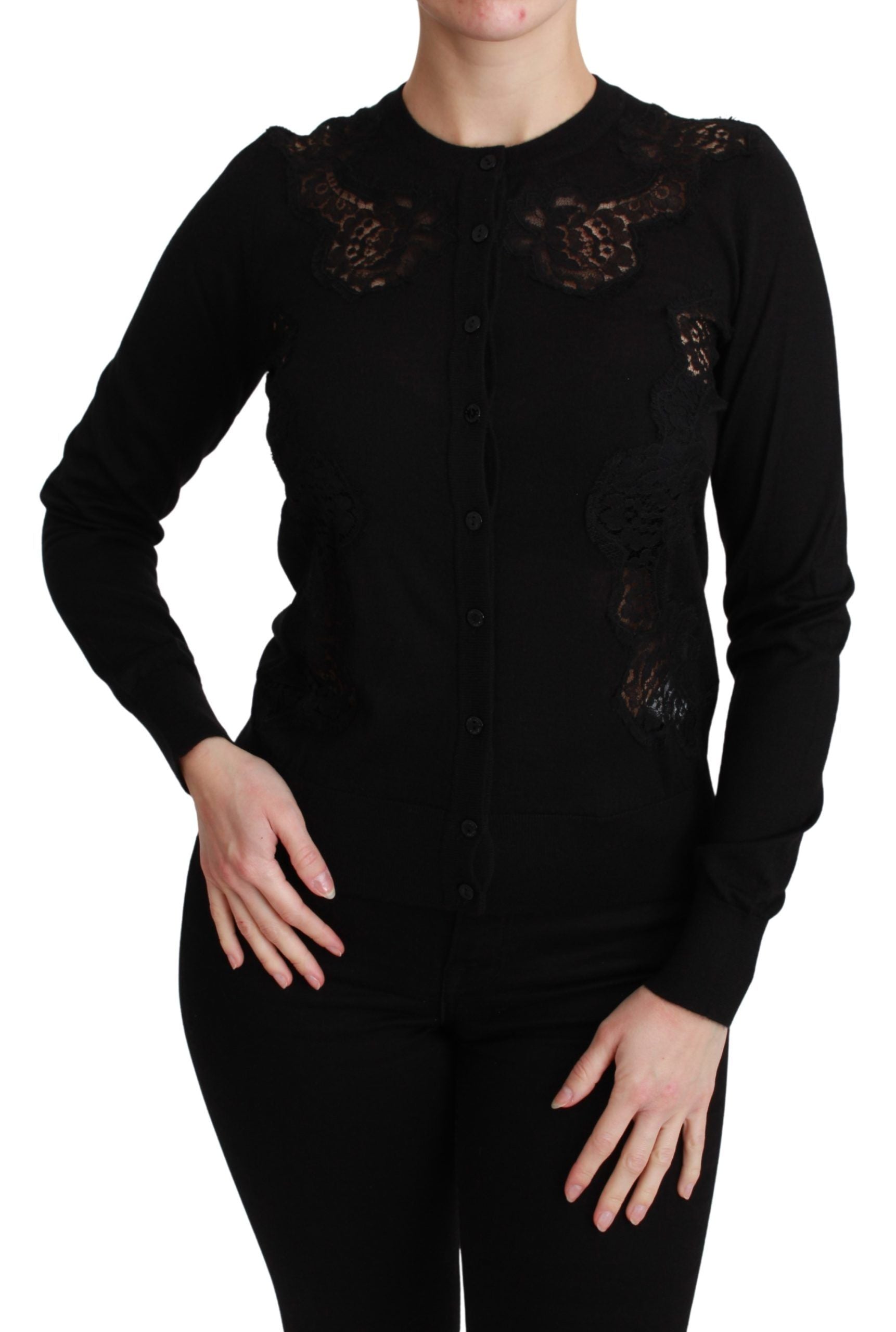 Dolce & Gabbana Elegant Cashmere Silk Blend Lace Cardigan - ACCEXO