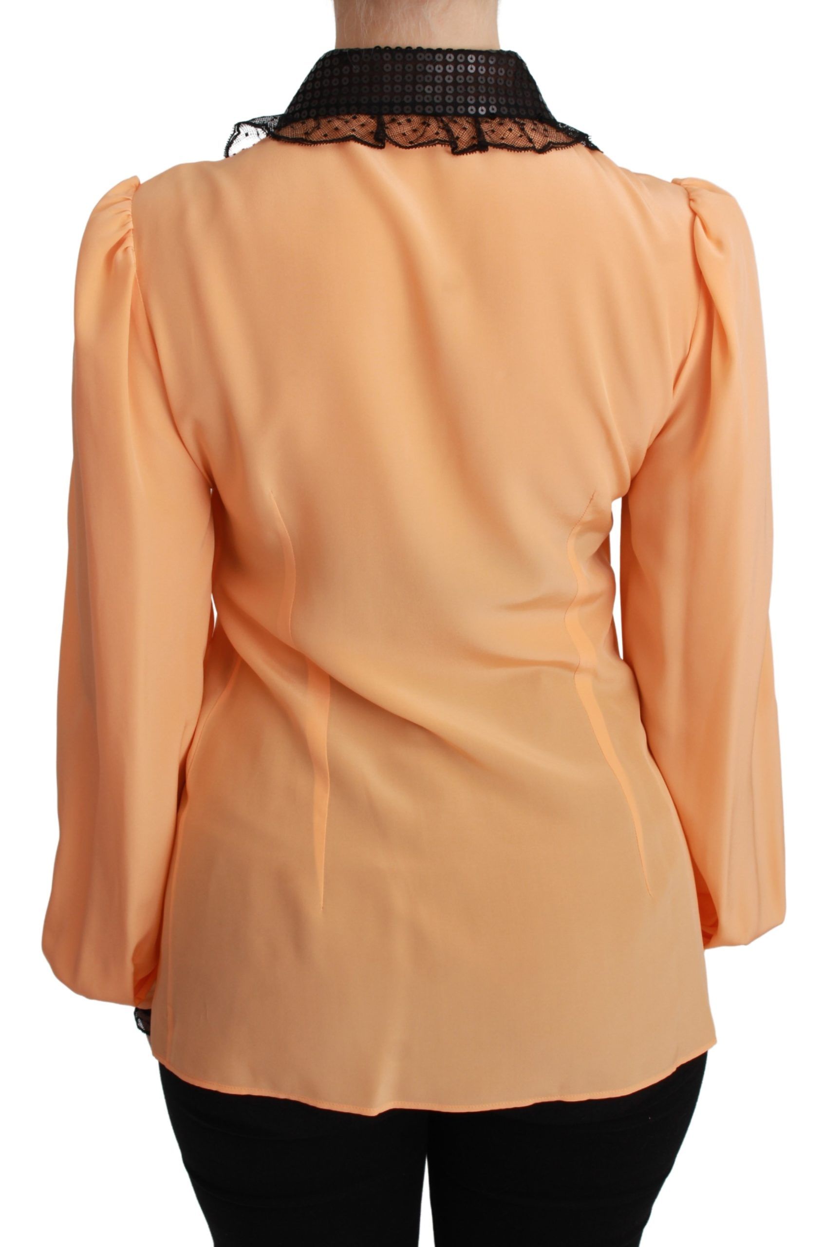 Dolce & Gabbana Silk Blend Yellow Blouse with Sequined Collar - ACCEXO