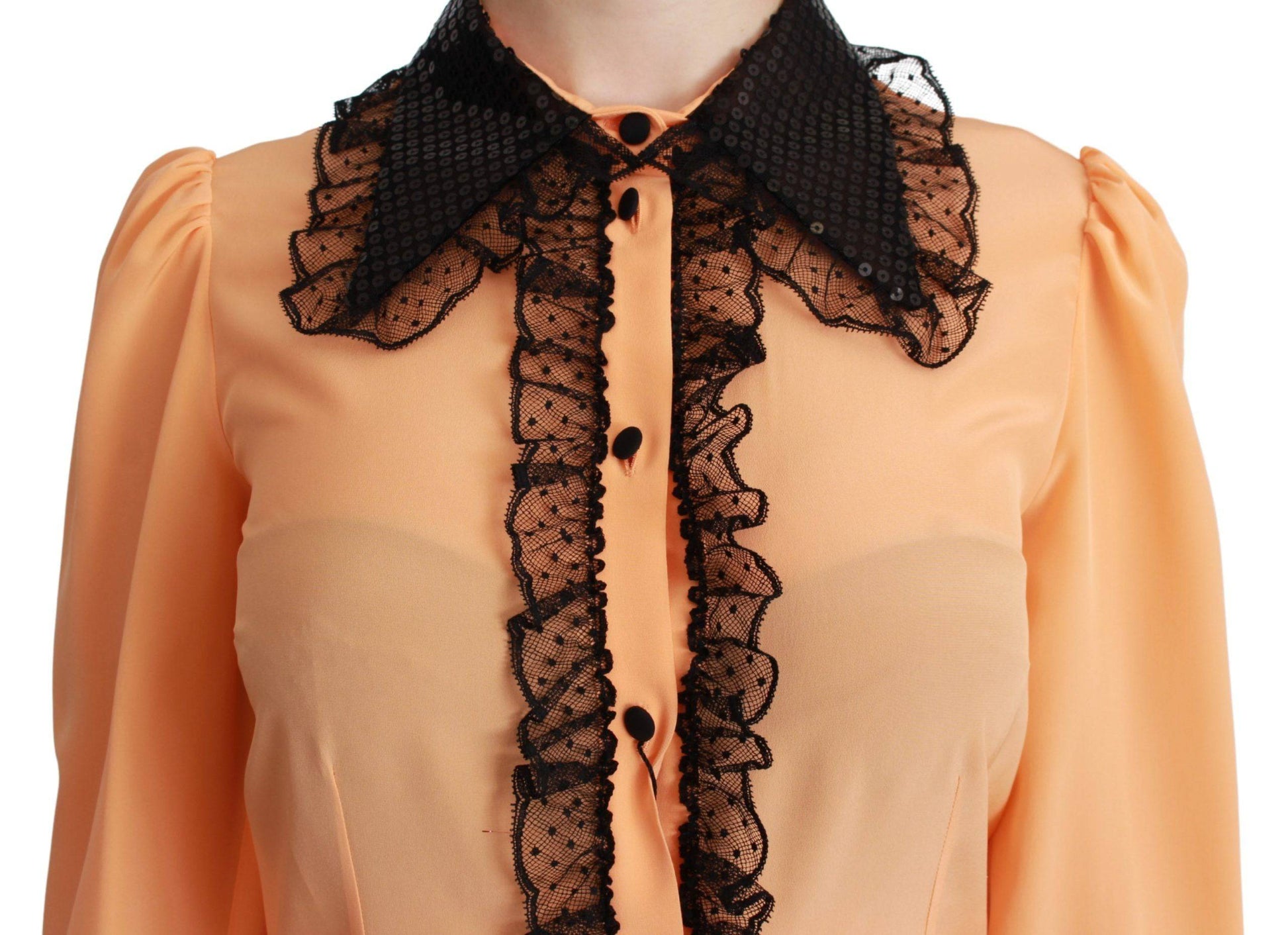 Dolce & Gabbana Silk Blend Yellow Blouse with Sequined Collar - ACCEXO
