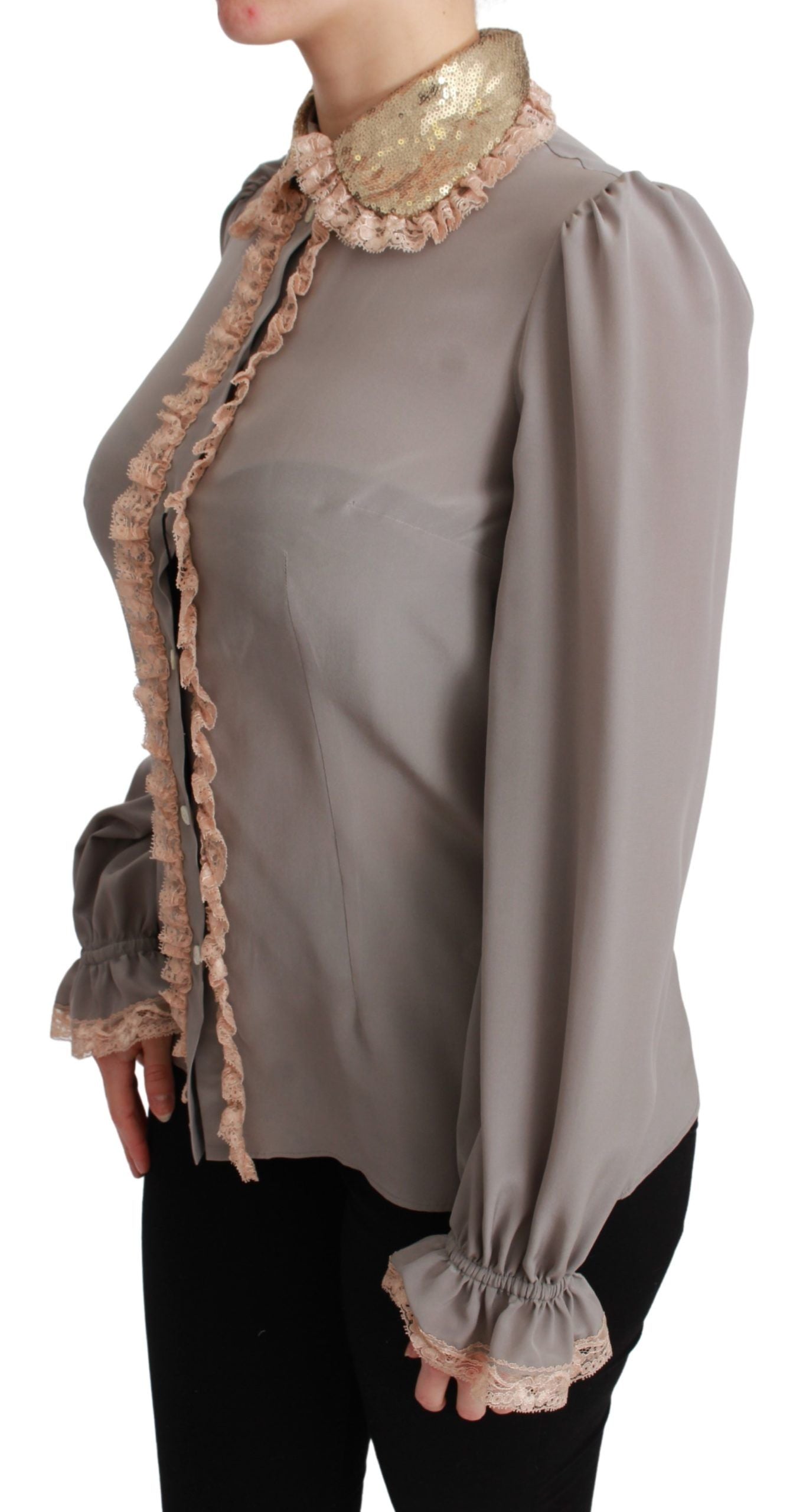 Dolce & Gabbana Elegant Silk Blend Sequin Collar Shirt - ACCEXO