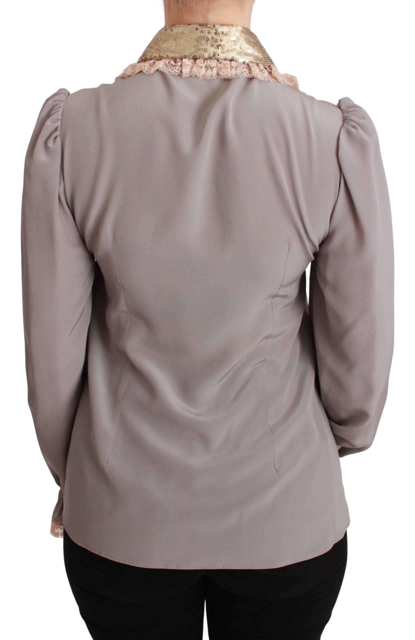 Dolce & Gabbana Elegant Silk Blend Sequin Collar Shirt - ACCEXO