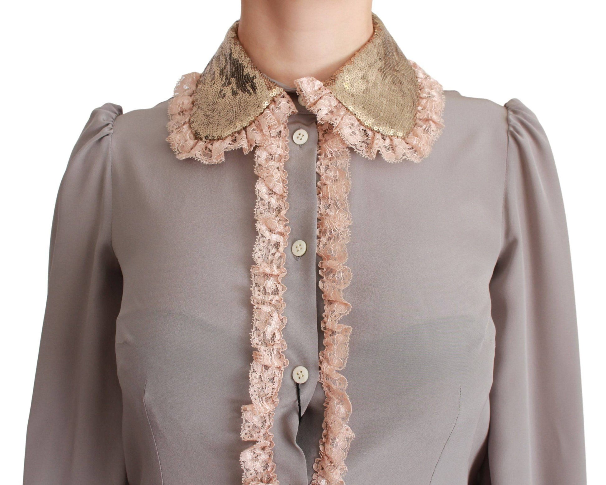 Dolce & Gabbana Elegant Silk Blend Sequin Collar Shirt - ACCEXO