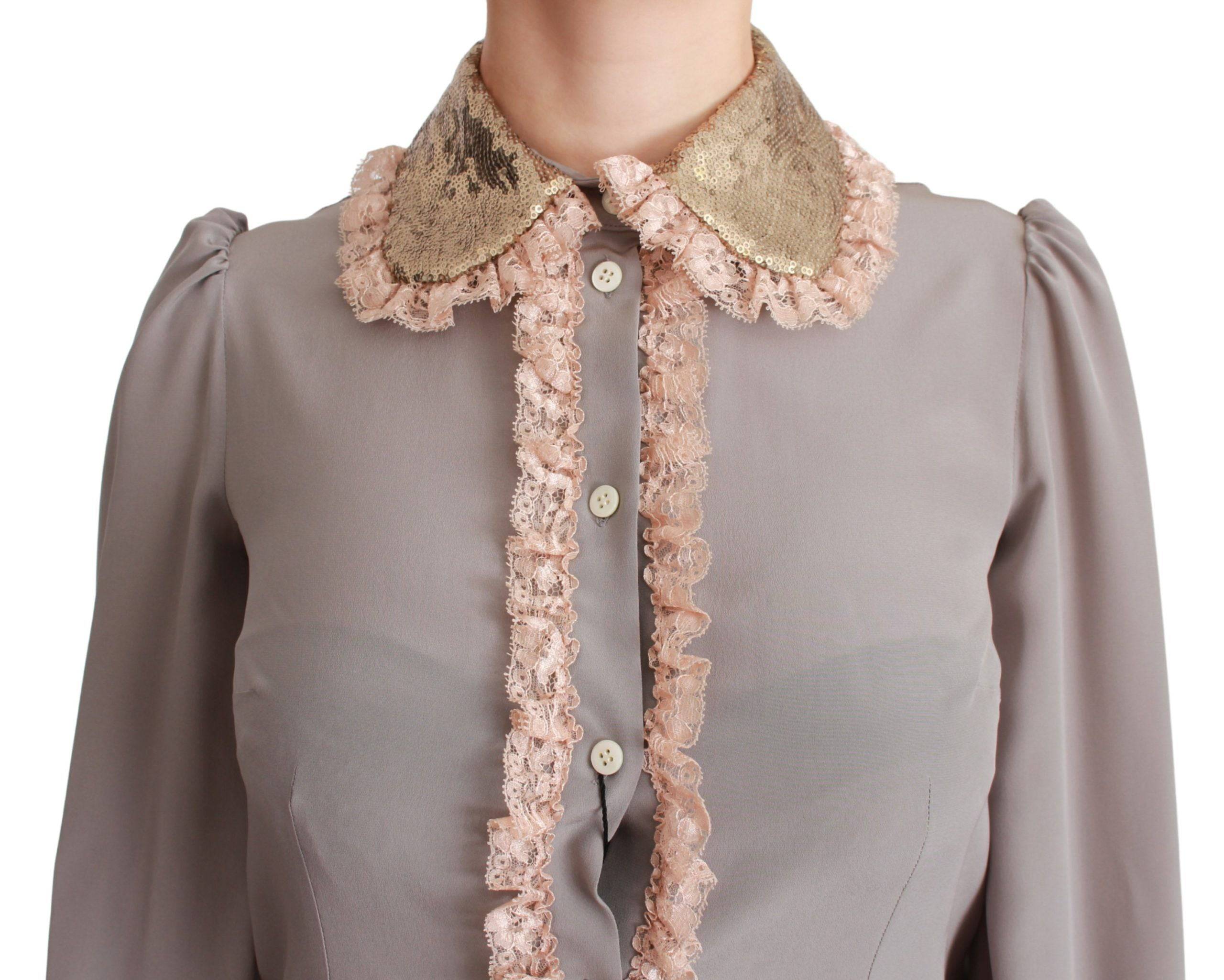 Dolce & Gabbana Elegant Silk Blend Sequin Collar Shirt - ACCEXO