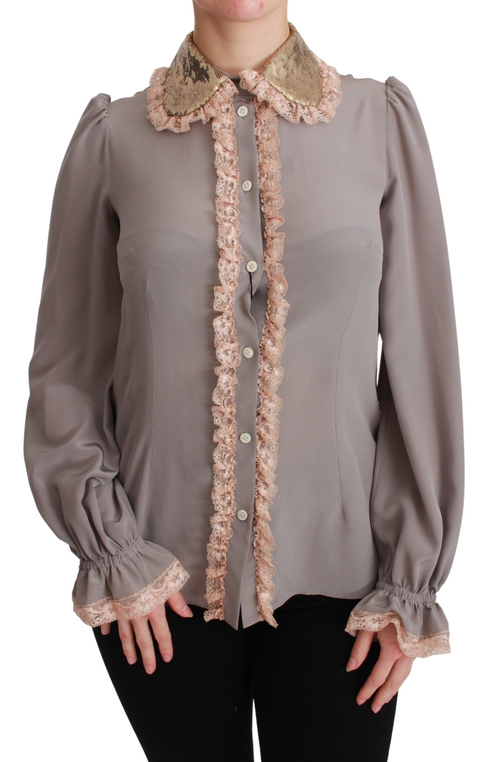 Dolce & Gabbana Elegant Silk Blend Sequin Collar Shirt - ACCEXO