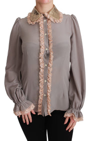Dolce & Gabbana Elegant Silk Blend Sequin Collar Shirt - ACCEXO