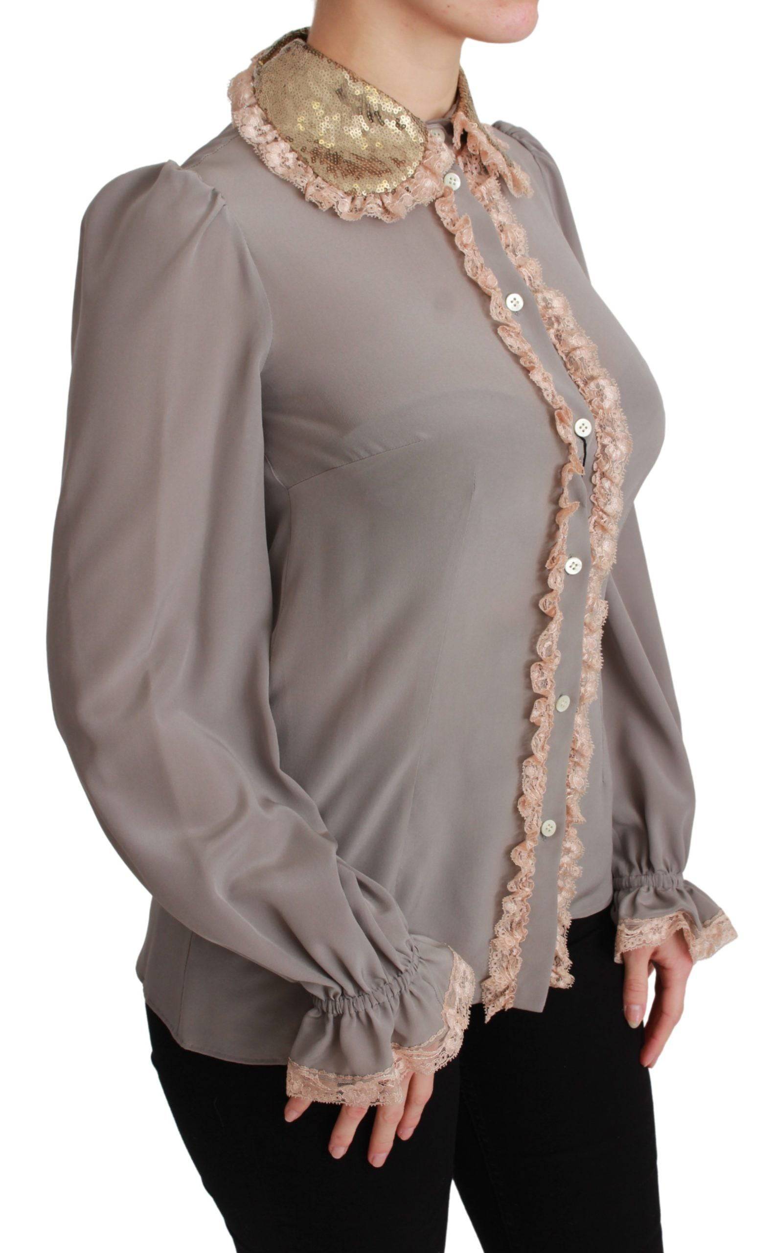 Dolce & Gabbana Elegant Silk Blend Sequin Collar Shirt - ACCEXO