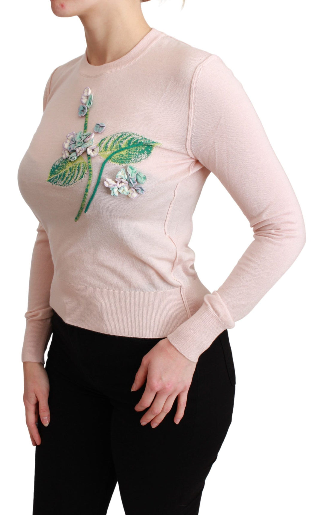 Dolce & Gabbana Silk Blend Floral Embroidered Sweater