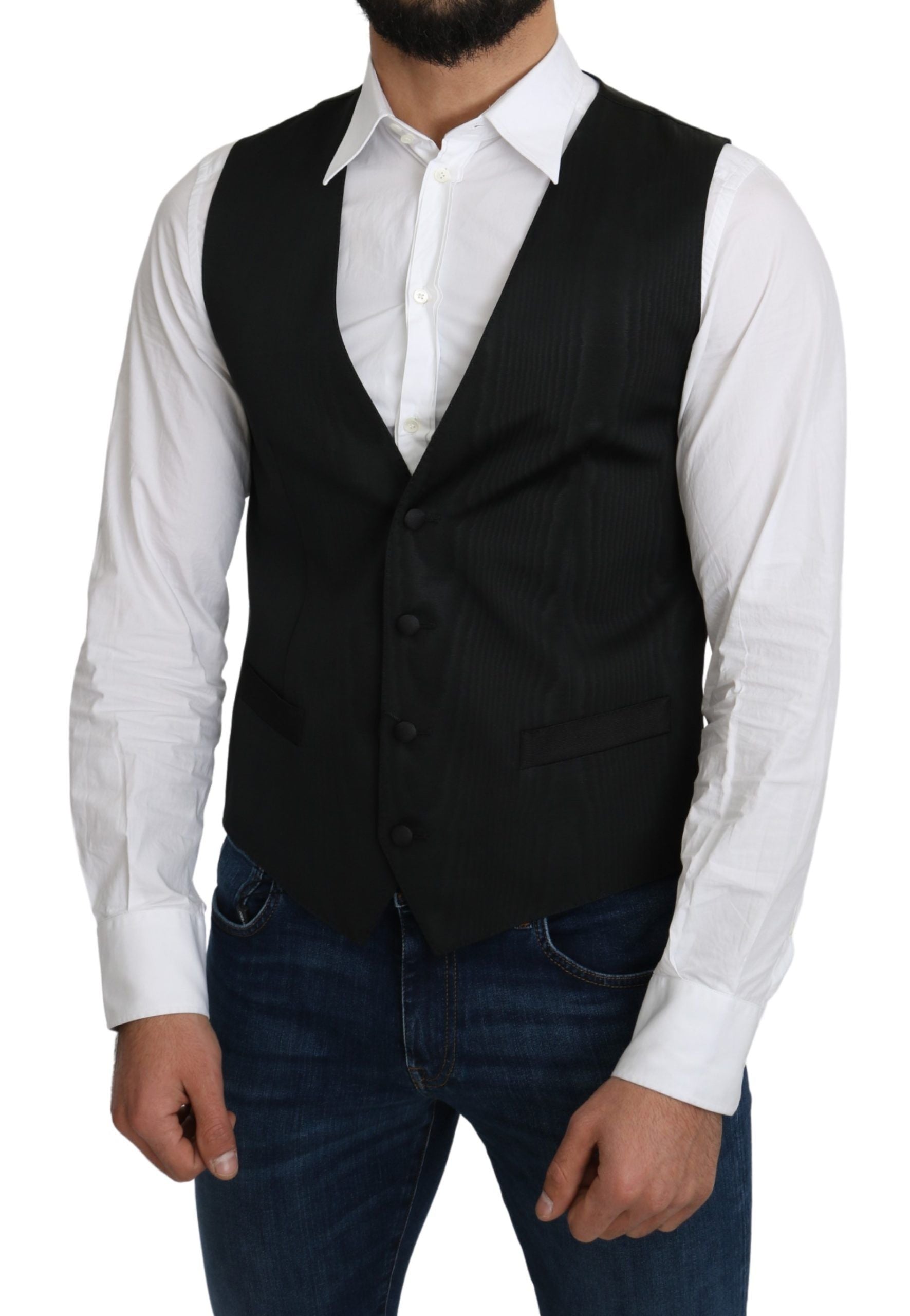 Dolce & Gabbana Elegant Silk Formal Gray Vest - ACCEXO