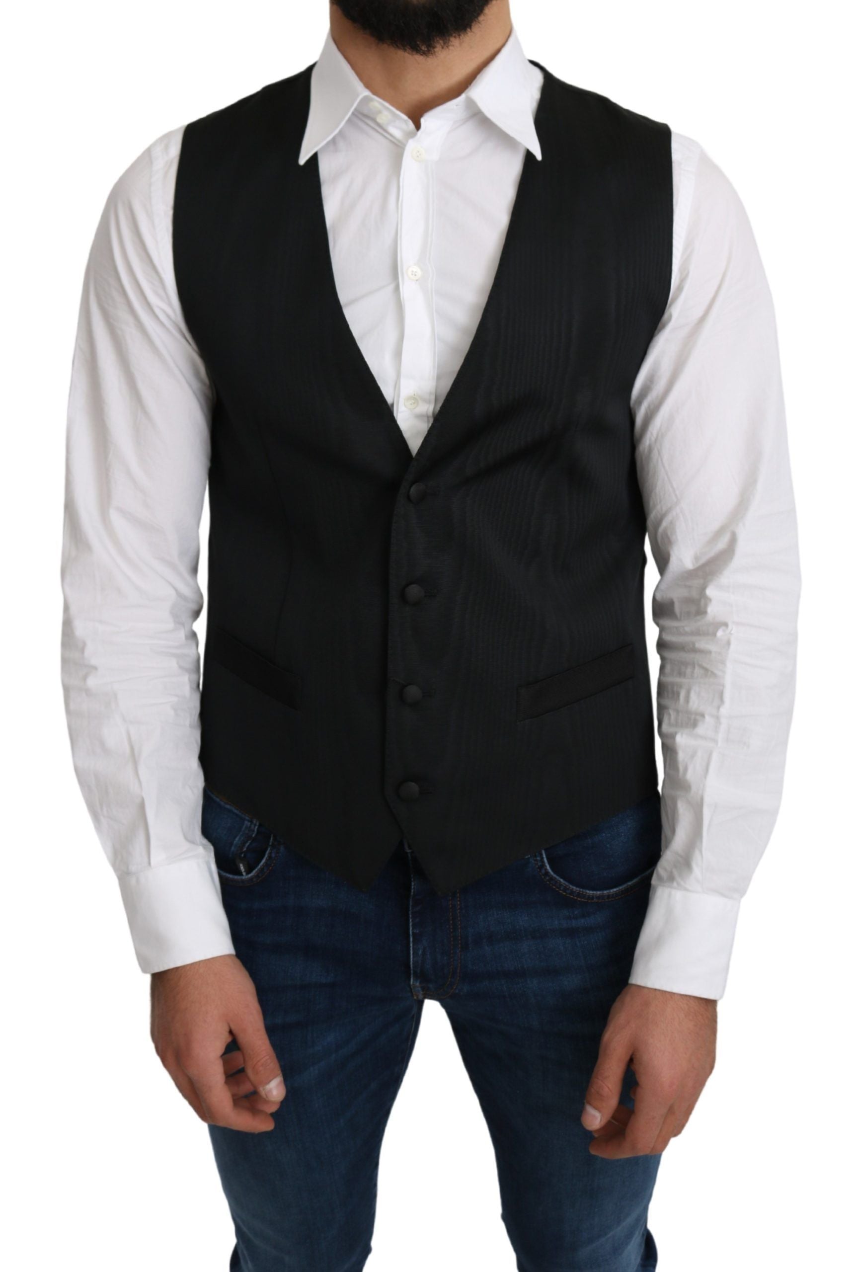 Dolce & Gabbana Elegant Silk Formal Gray Vest - ACCEXO