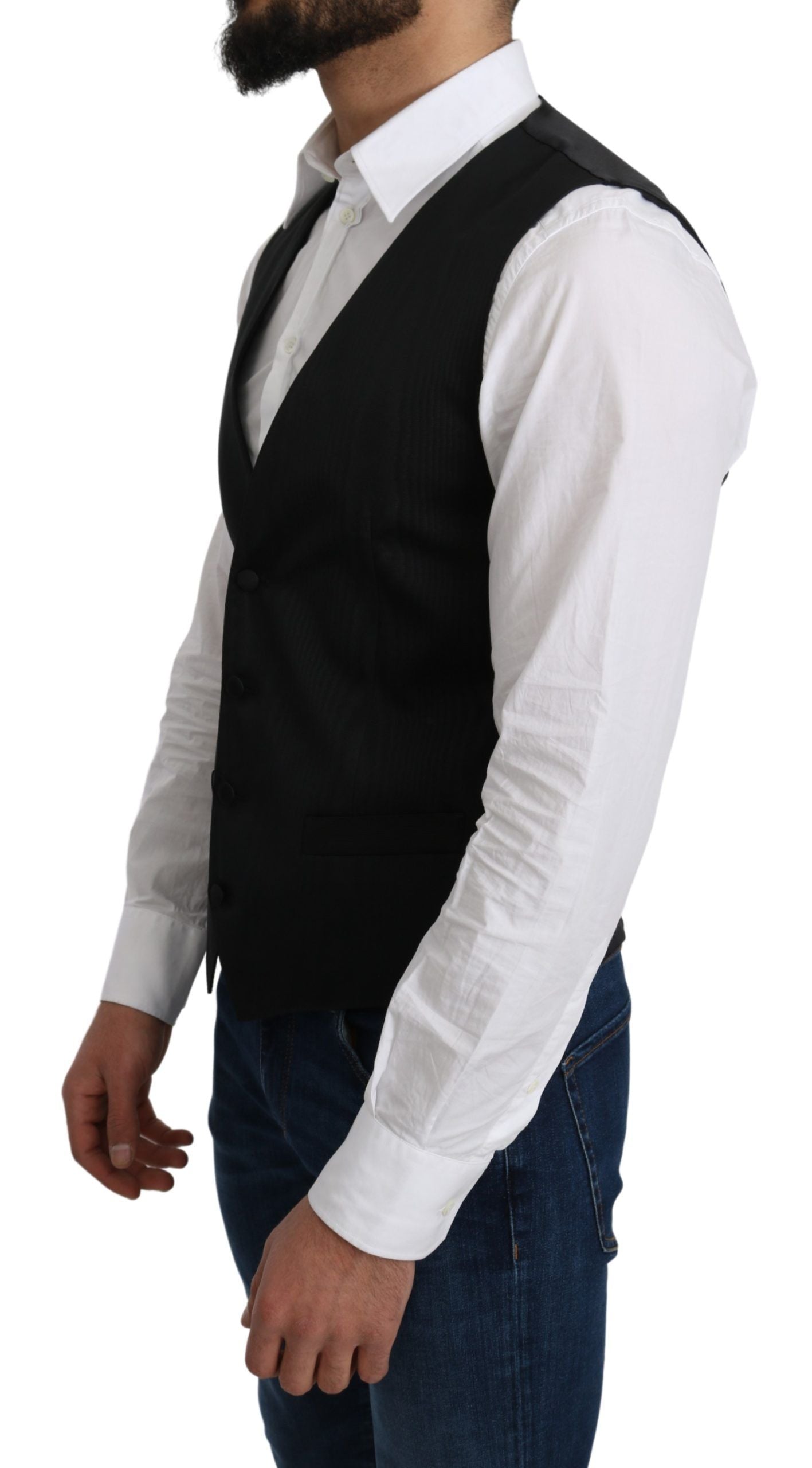 Dolce & Gabbana Elegant Silk Formal Gray Vest - ACCEXO