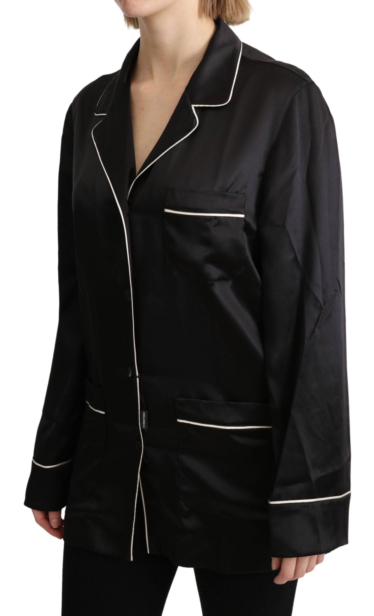 Dolce & Gabbana Elegant Silk Black Button-Up Blouse - ACCEXO