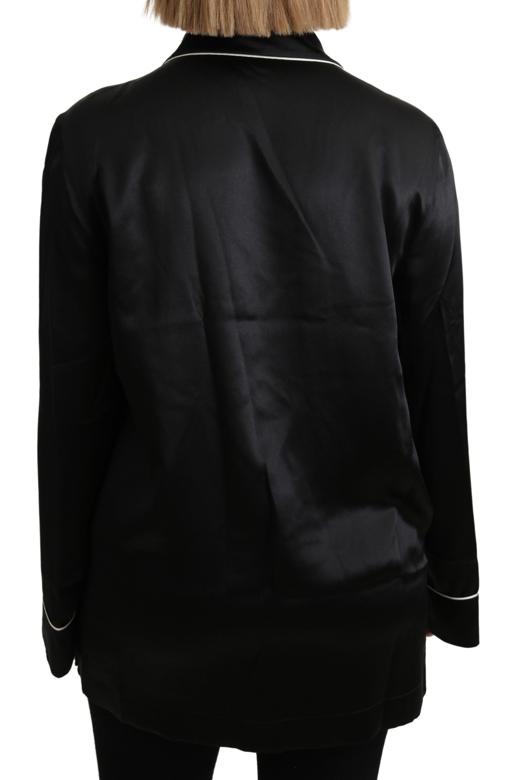 Dolce & Gabbana Elegant Silk Black Button-Up Blouse - ACCEXO