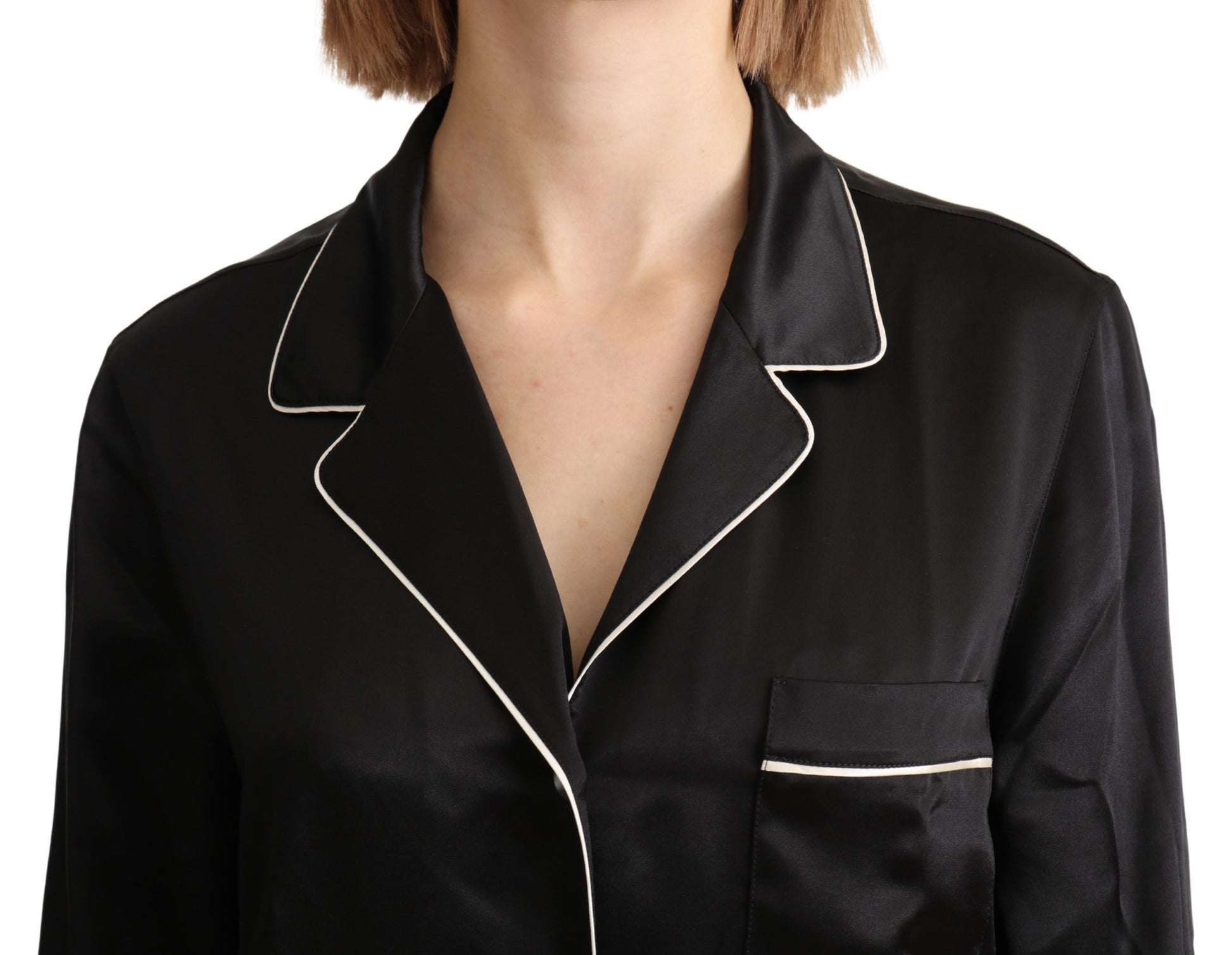 Dolce & Gabbana Elegant Silk Black Button-Up Blouse - ACCEXO