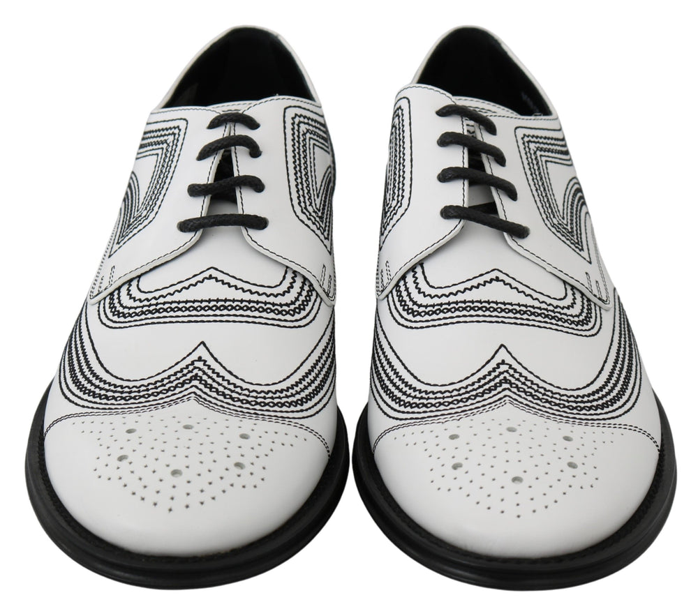 Dolce & Gabbana Elegant White Leather Derby Shoes