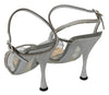 Dolce & Gabbana Silver Leather Ankle Strap Sandals with Crystals