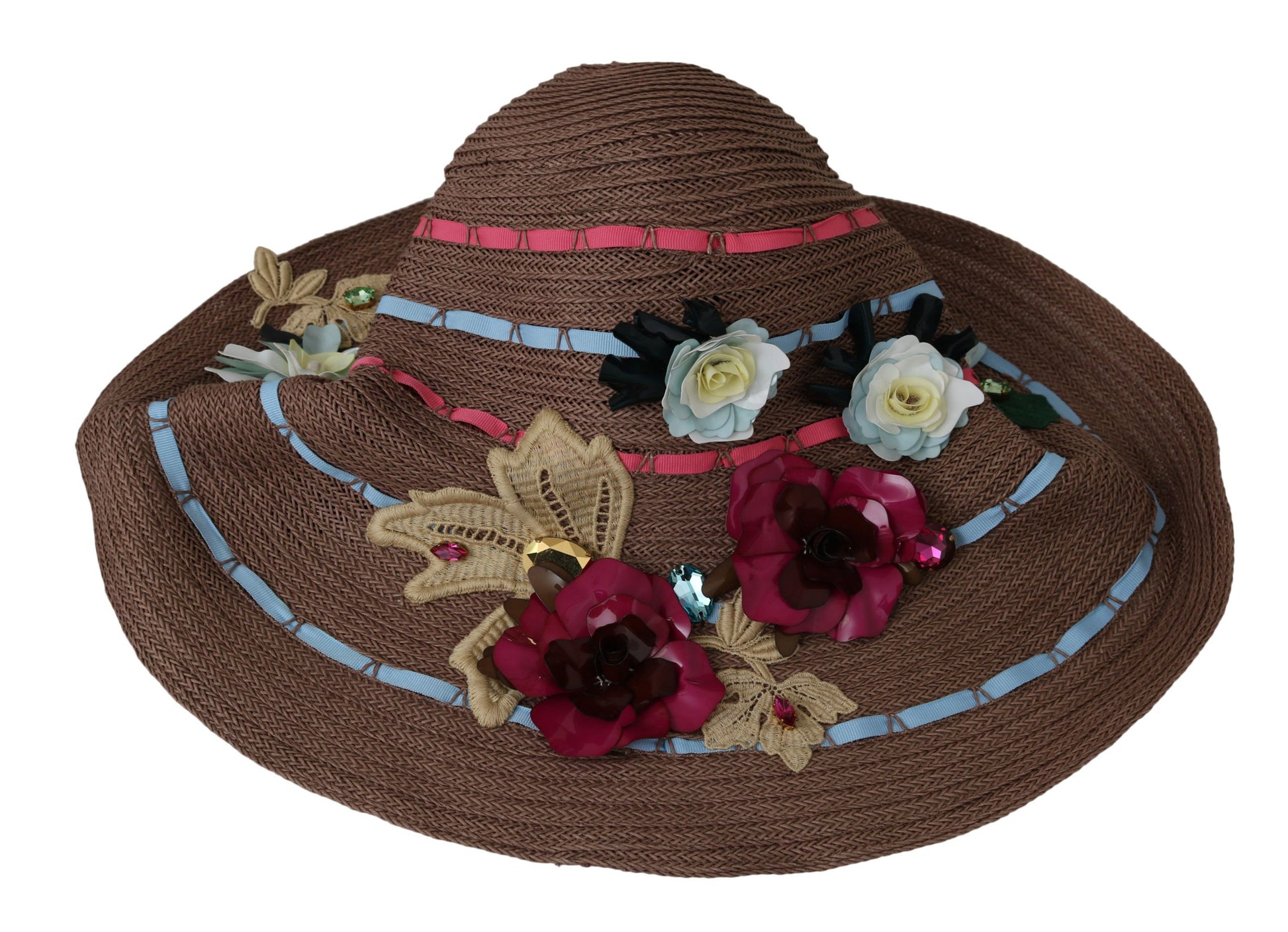 Dolce & Gabbana Elegant Floppy Straw Hat with Floral Accents - ACCEXO