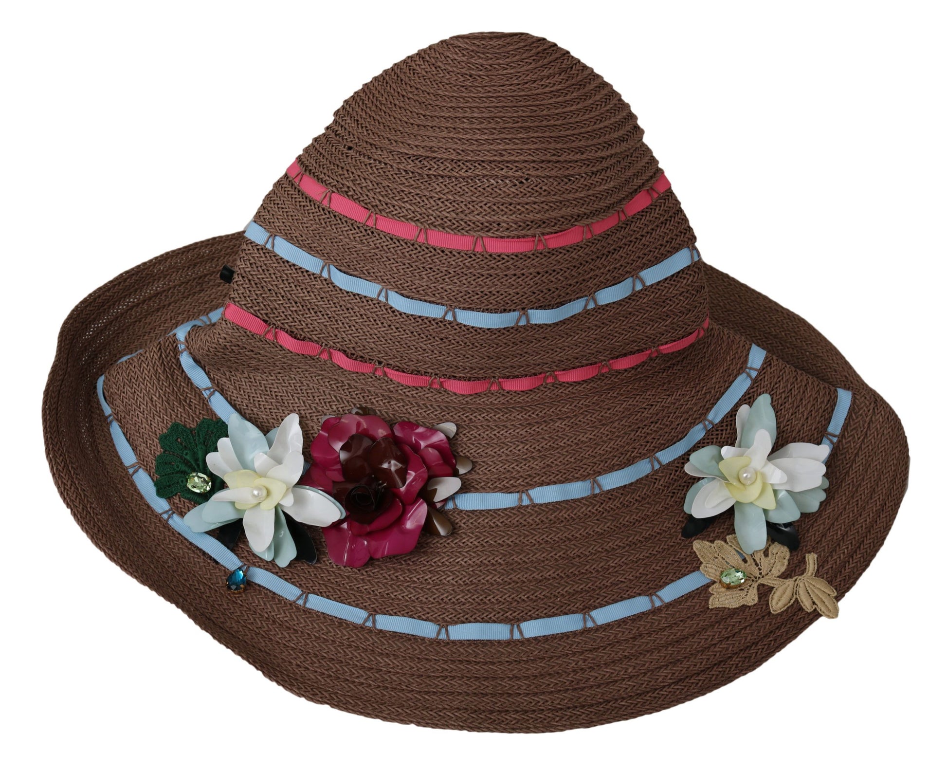Dolce & Gabbana Elegant Floppy Straw Hat with Floral Accents - ACCEXO