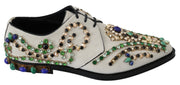 Dolce & Gabbana Elegant White Suede Dress Flats with Crystals - ACCEXO