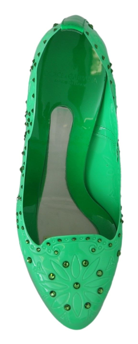 Dolce & Gabbana Enchanting Crystal Cinderella Pumps in Lush Green - ACCEXO