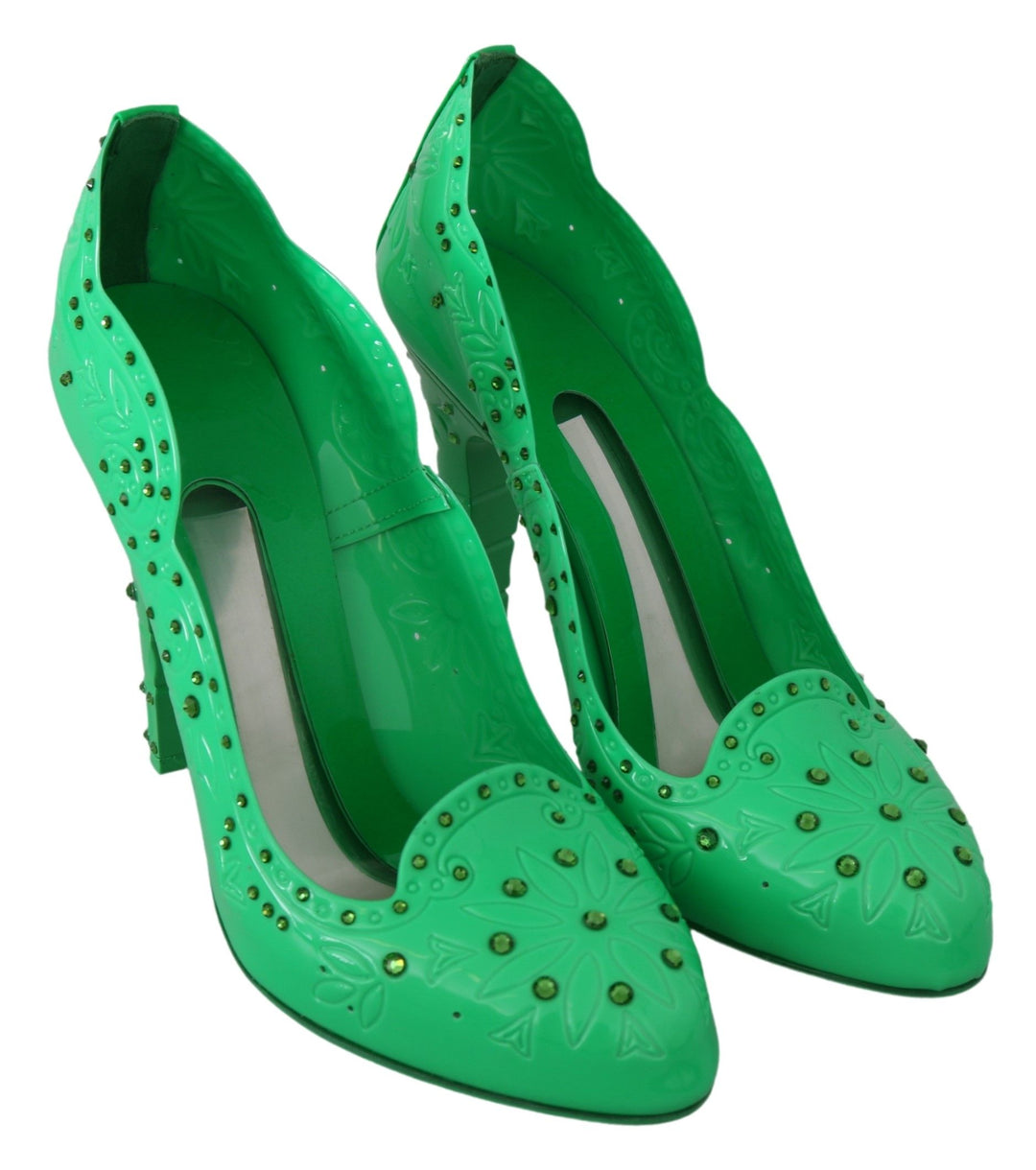 Dolce & Gabbana Enchanting Crystal Cinderella Pumps in Lush Green