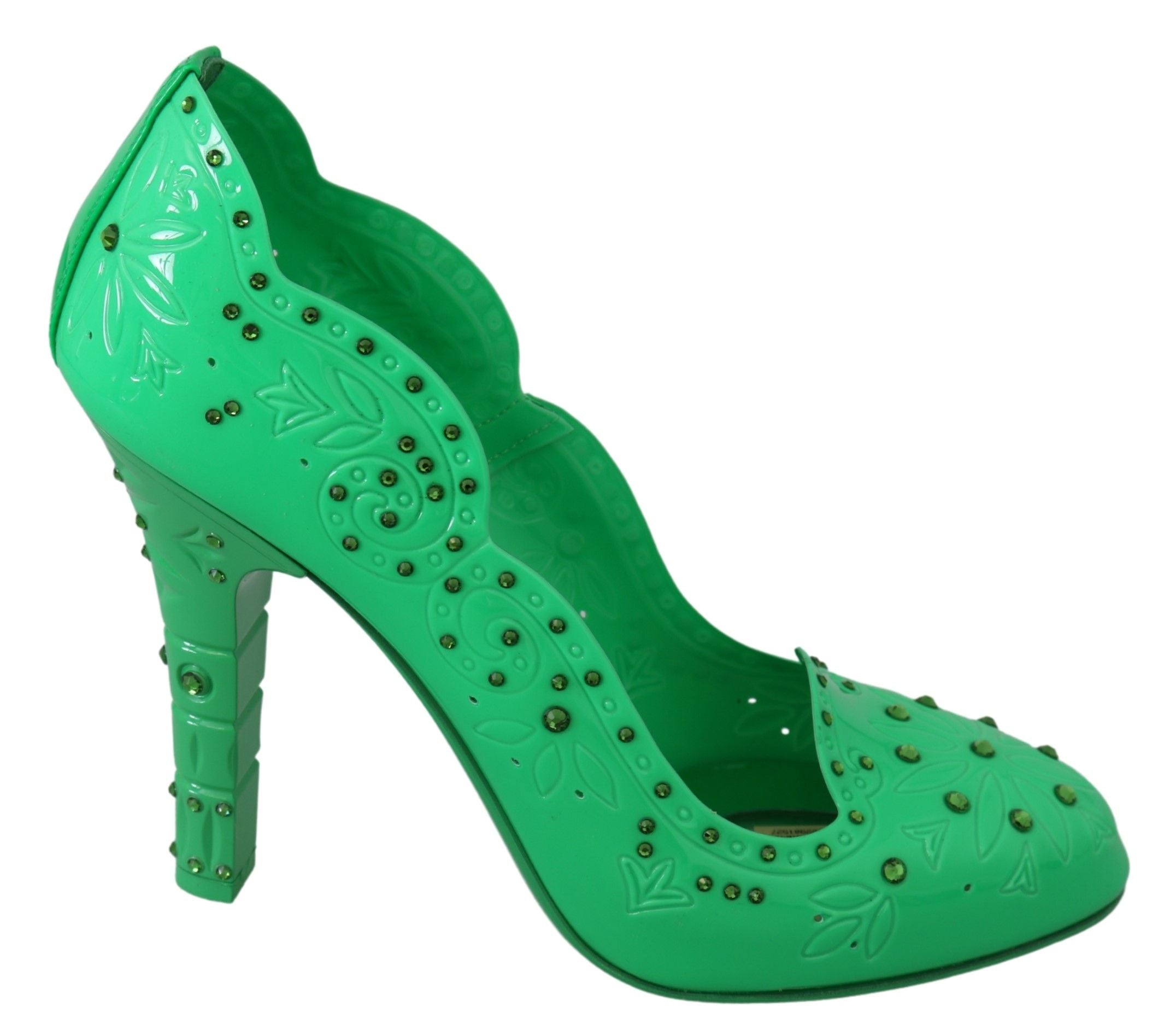 Dolce & Gabbana Enchanting Crystal Cinderella Pumps in Lush Green - ACCEXO