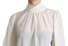 Dolce & Gabbana Elegant White Silk Pussy Bow Blouse