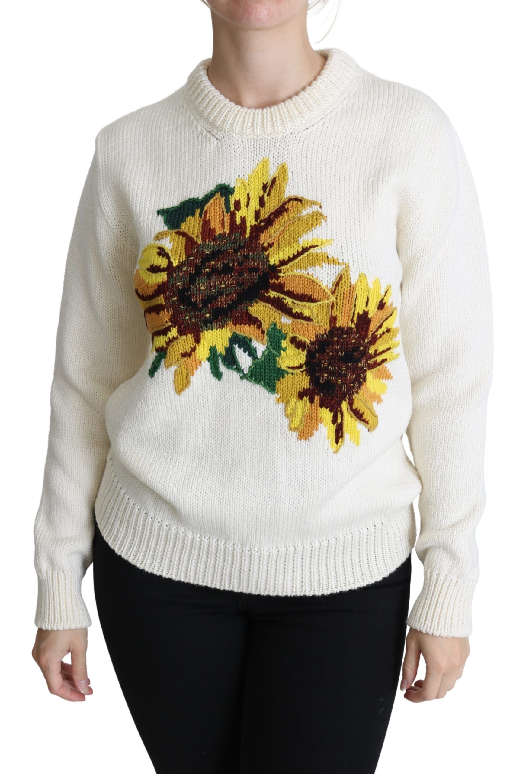 Dolce & Gabbana Elegant Knitted Sunflower Sweater - ACCEXO