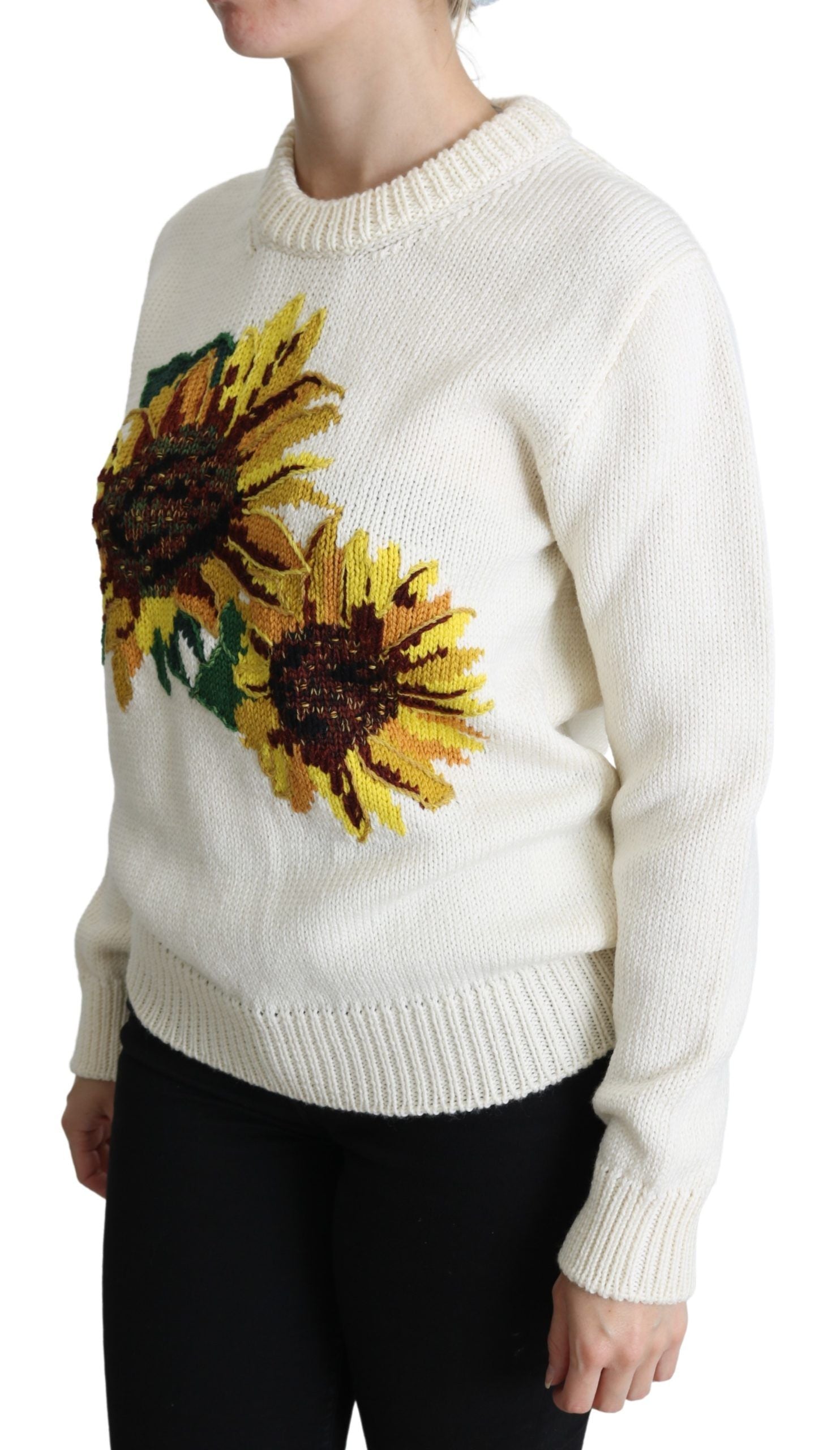 Dolce & Gabbana Elegant Knitted Sunflower Sweater - ACCEXO
