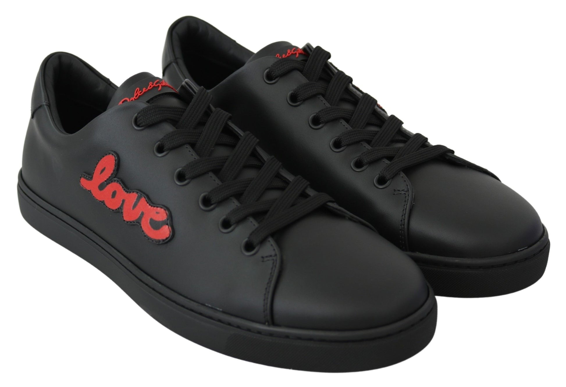 Dolce & Gabbana Elegant Leather Sneakers with Red Accents - ACCEXO