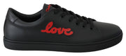 Dolce & Gabbana Elegant Leather Sneakers with Red Accents - ACCEXO