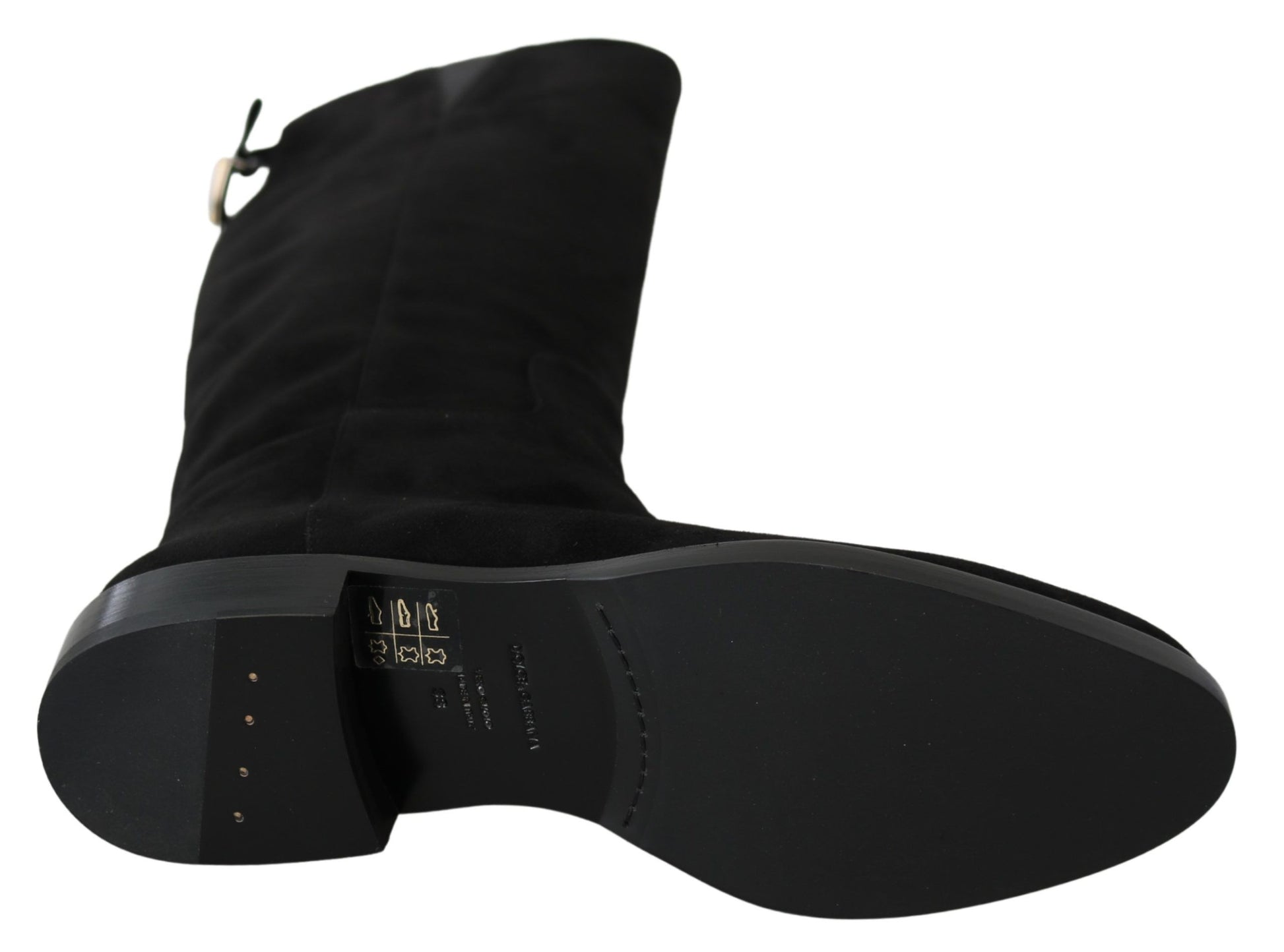 Dolce & Gabbana Elegant Black Suede Knee High Boots - ACCEXO