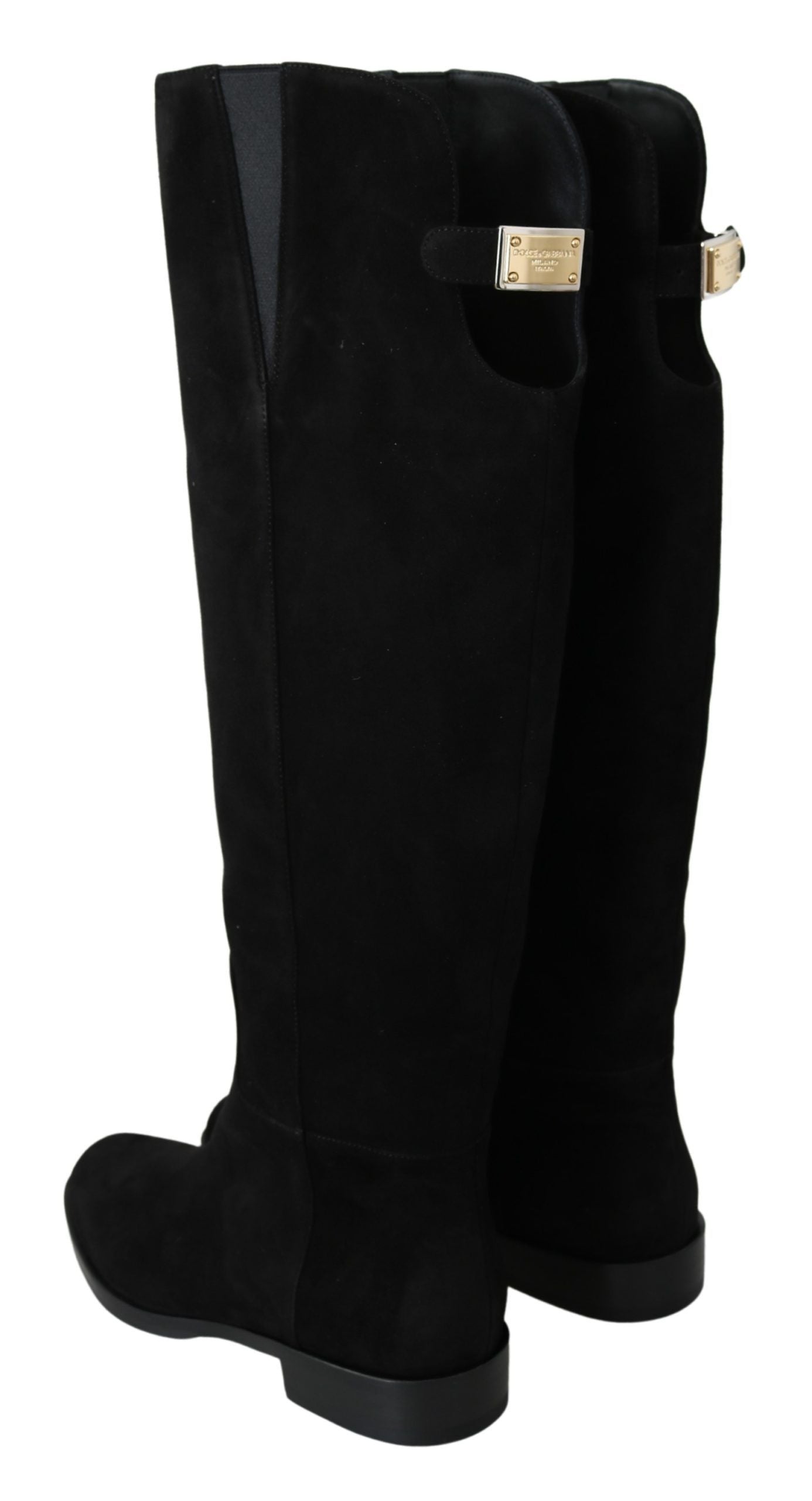 Dolce & Gabbana Elegant Black Suede Knee High Boots - ACCEXO