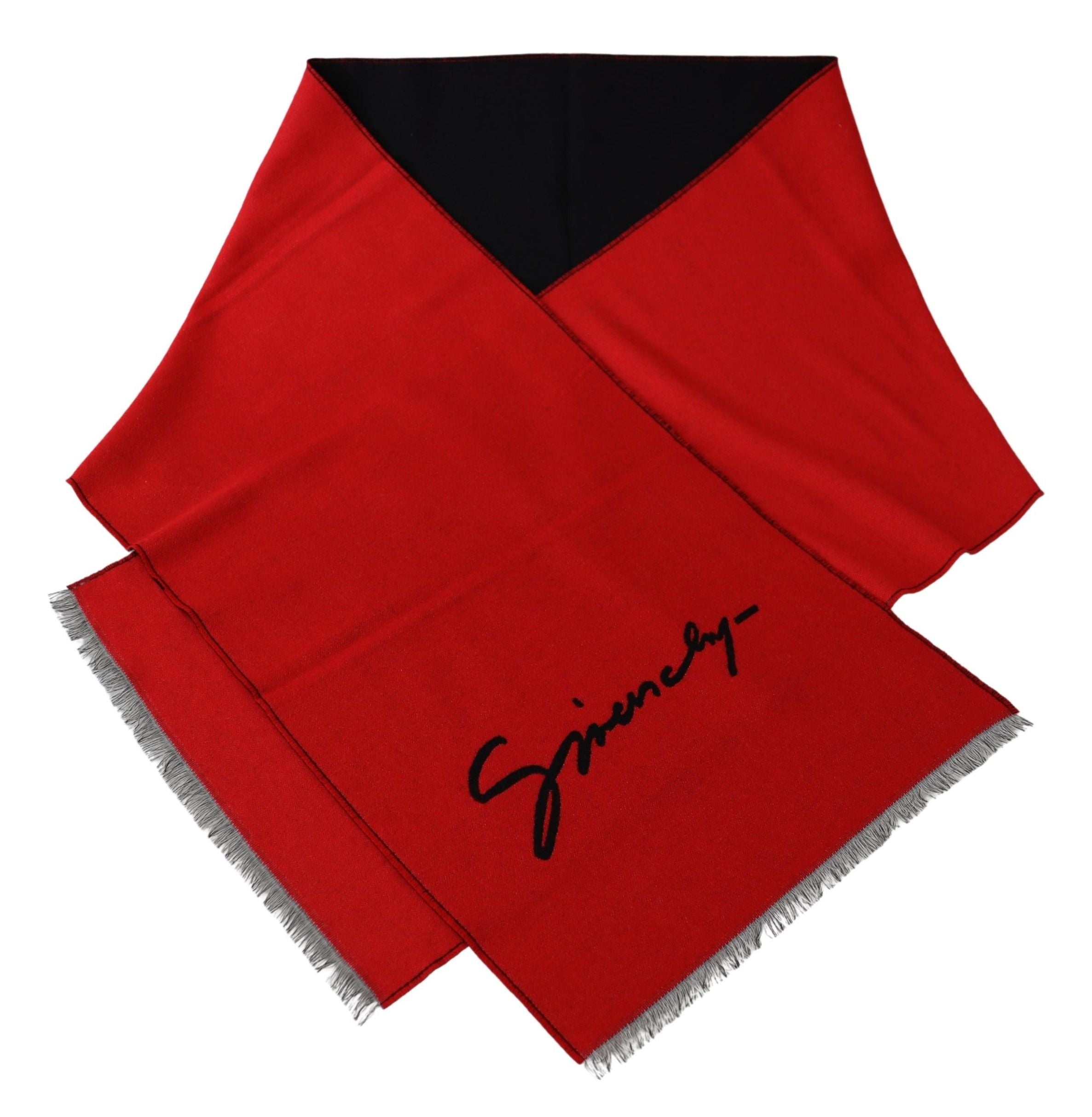 Givenchy Elegant Red Wool Blend Unisex Scarf - ACCEXO