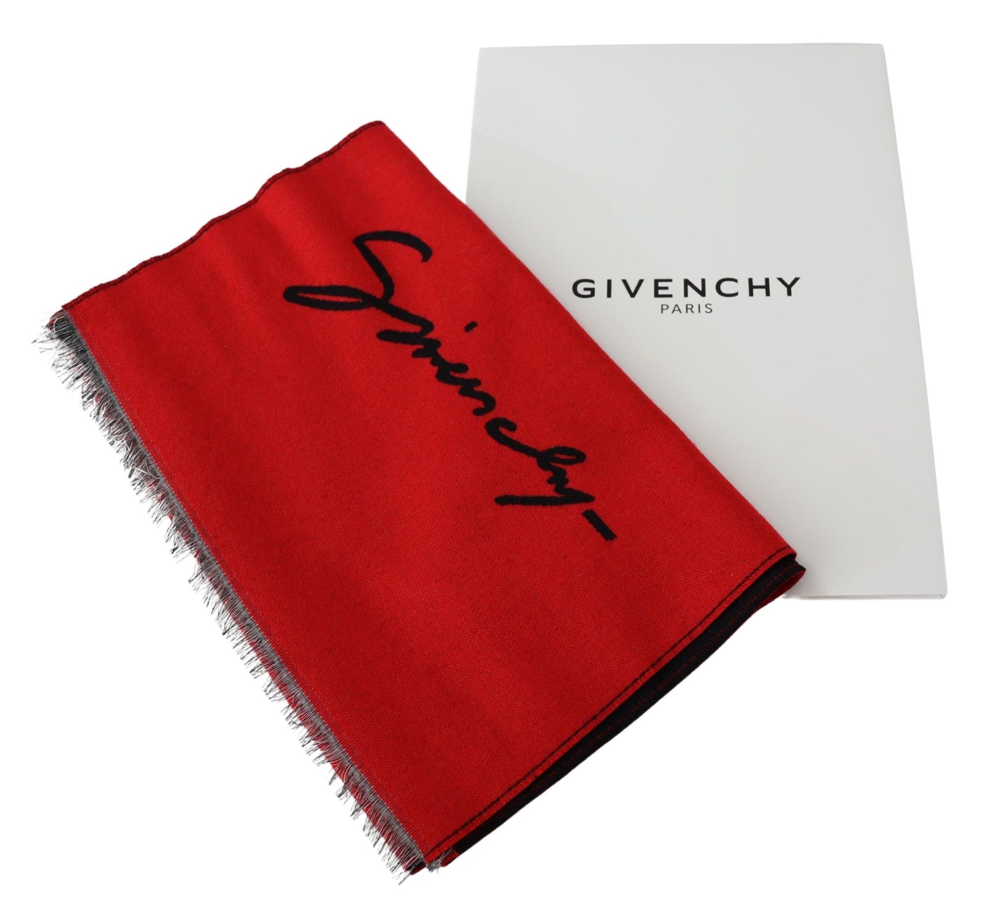 Givenchy Elegant Red Wool Blend Unisex Scarf - ACCEXO