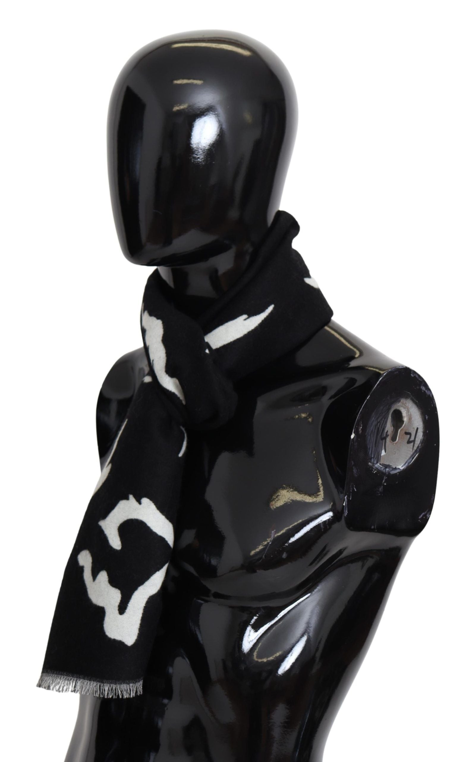 Givenchy Elegant Unisex Wool-Silk Scarf in Black & White - ACCEXO