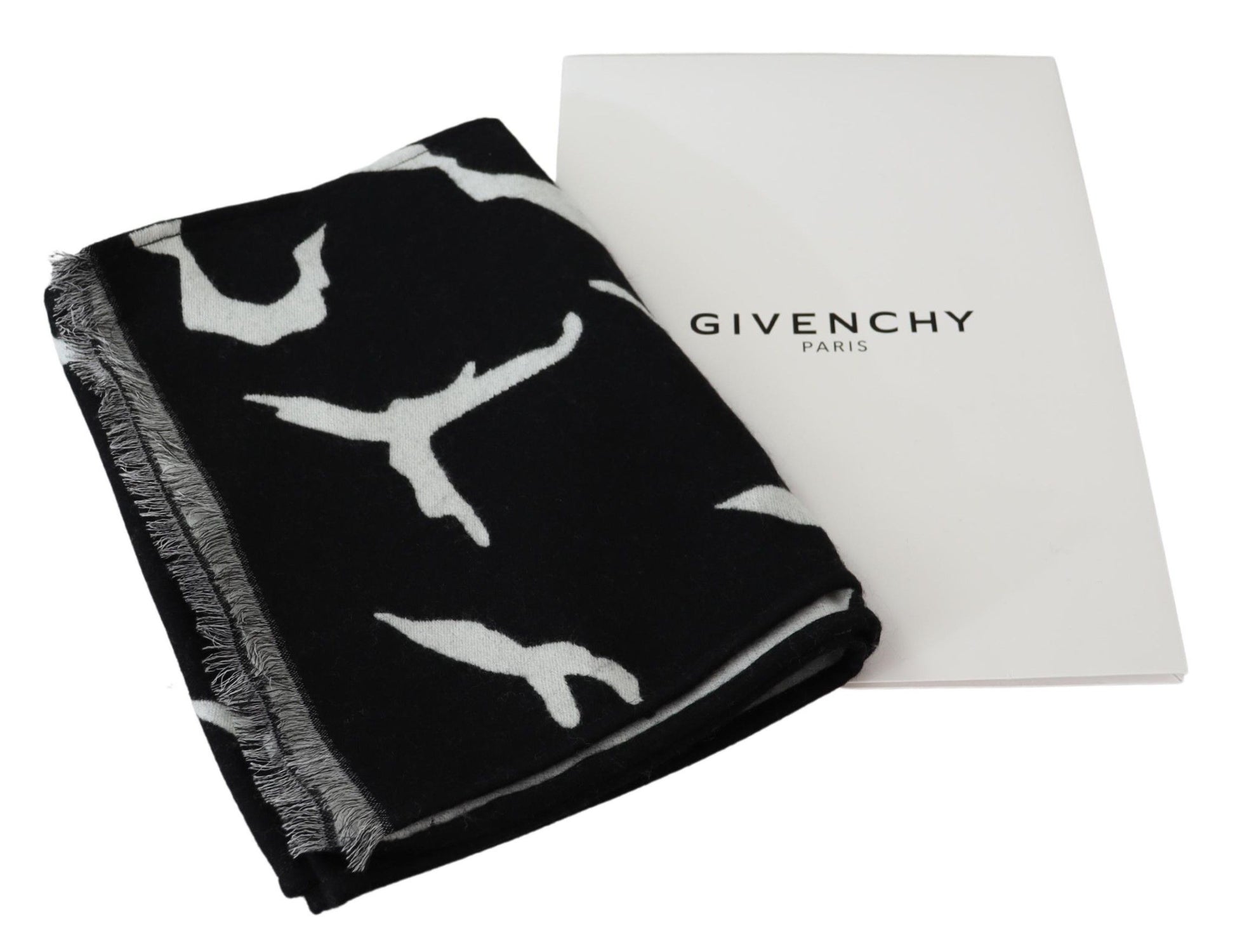 Givenchy Elegant Unisex Wool-Silk Scarf in Black & White - ACCEXO
