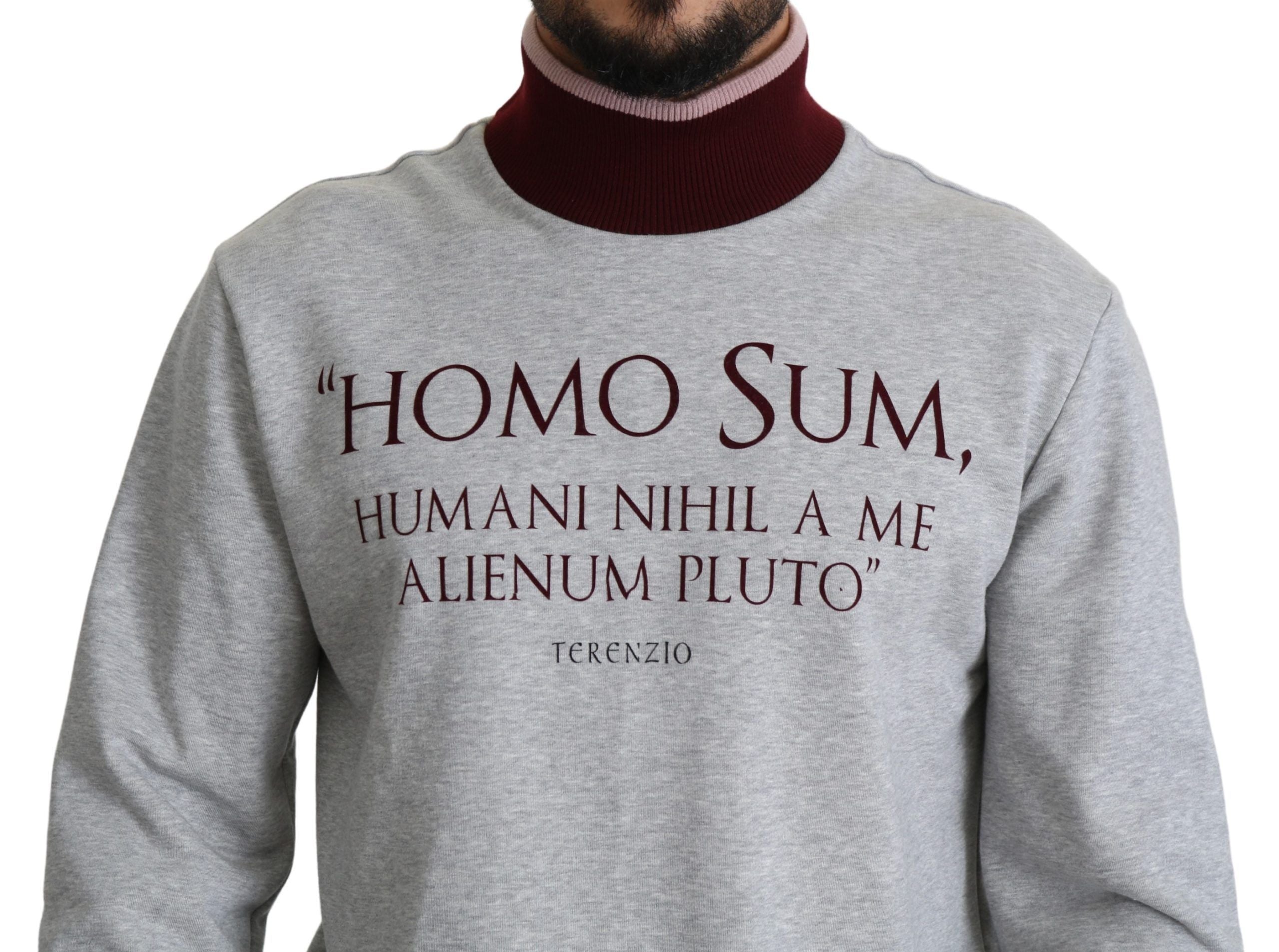 Dolce & Gabbana Elegant Gray Turtleneck Latin Motif Pullover - ACCEXO