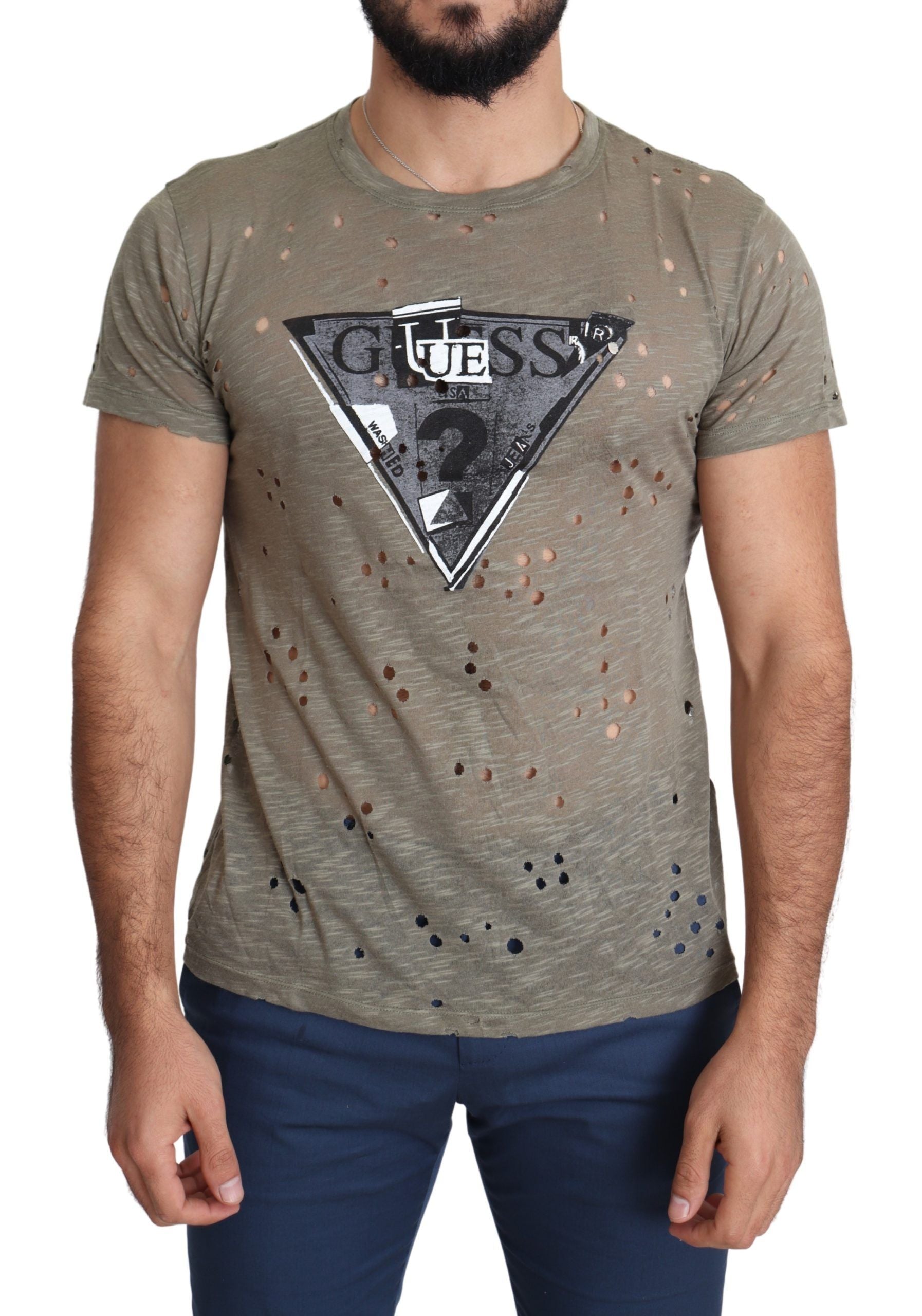 Guess Chic Brown Cotton Stretch T-Shirt - ACCEXO