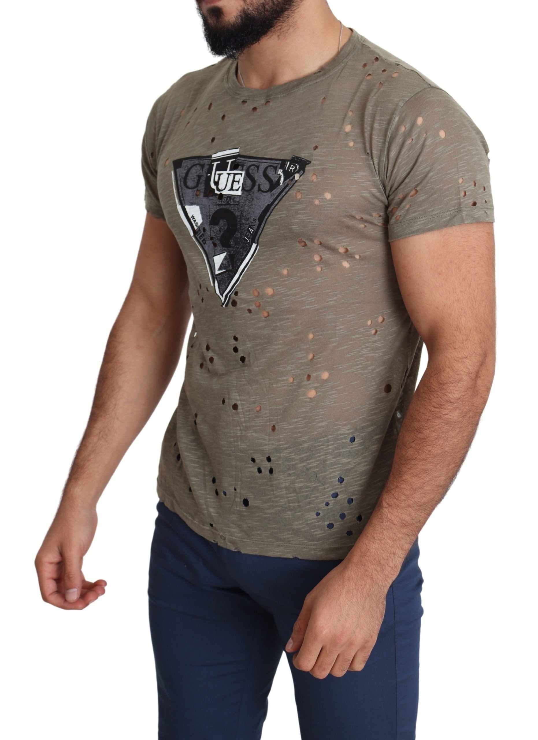 Guess Chic Brown Cotton Stretch T-Shirt - ACCEXO
