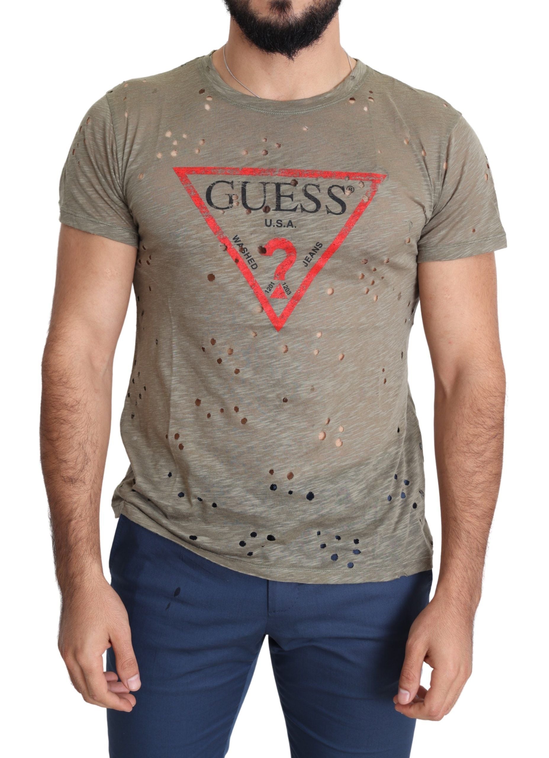 Guess Chic Brown Cotton Stretch Tee - ACCEXO