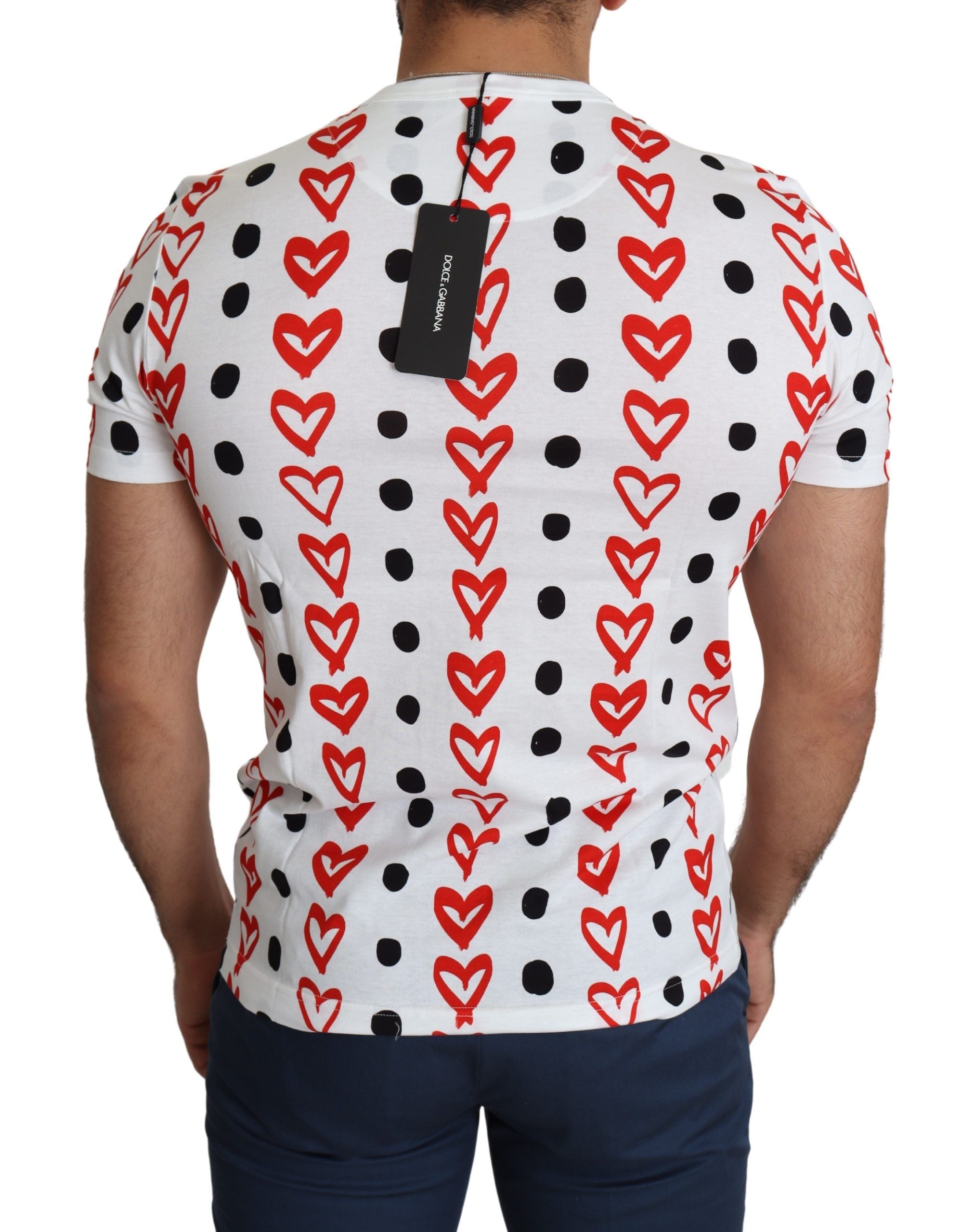 Dolce & Gabbana Chic White Cotton Tee with Heart Print - ACCEXO