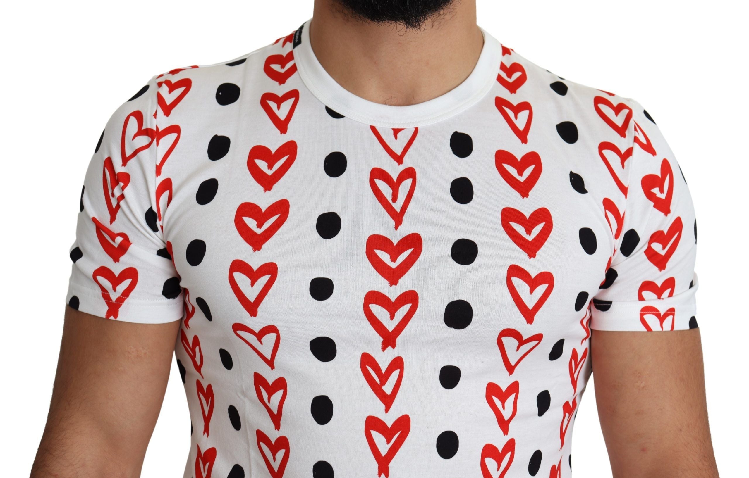 Dolce & Gabbana Chic White Cotton Tee with Heart Print - ACCEXO