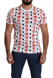 Dolce & Gabbana Chic White Cotton Tee with Heart Print - ACCEXO