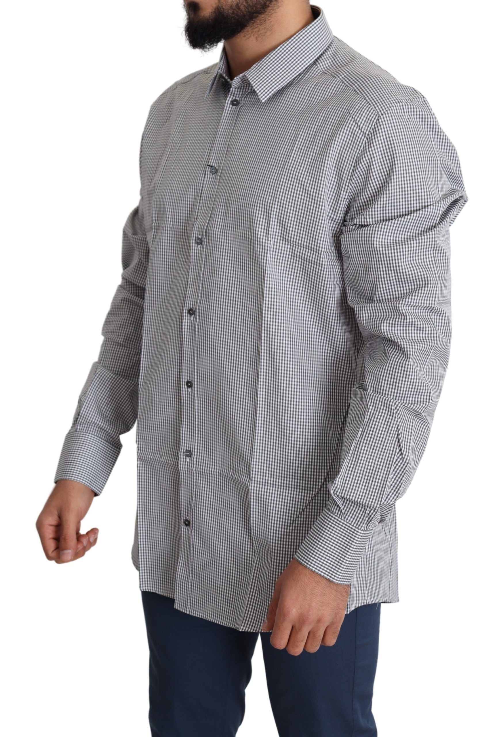 Dolce & Gabbana Checkered Slim Fit Cotton Dress Shirt - ACCEXO