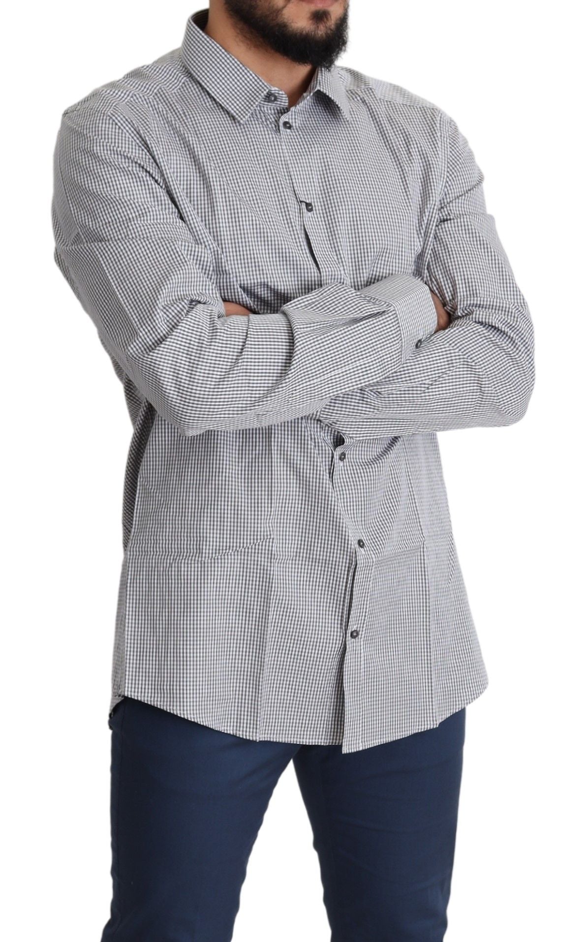 Dolce & Gabbana Checkered Slim Fit Cotton Dress Shirt - ACCEXO