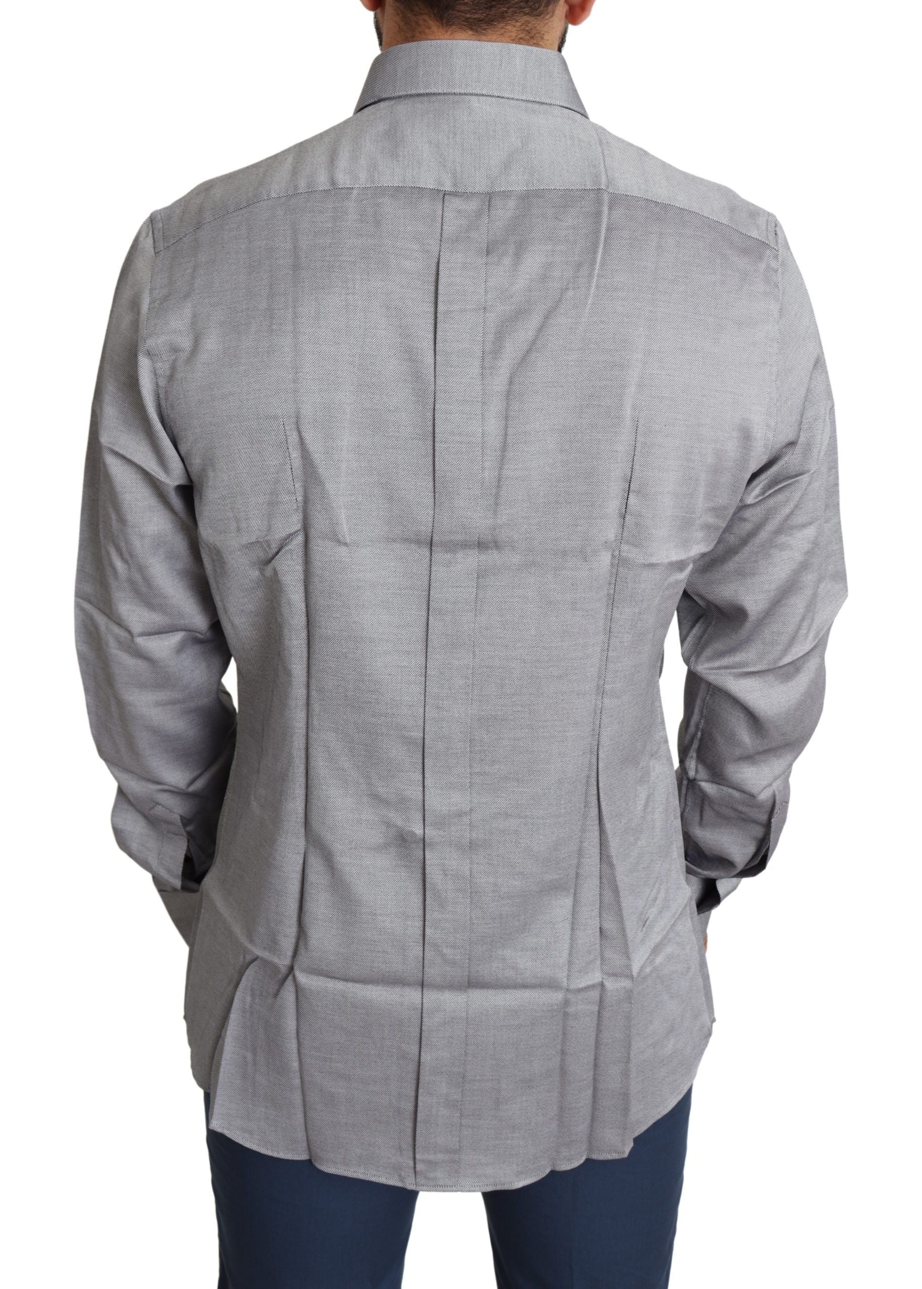 Dolce & Gabbana Elegant Gray Slim Fit Cotton Dress Shirt - ACCEXO